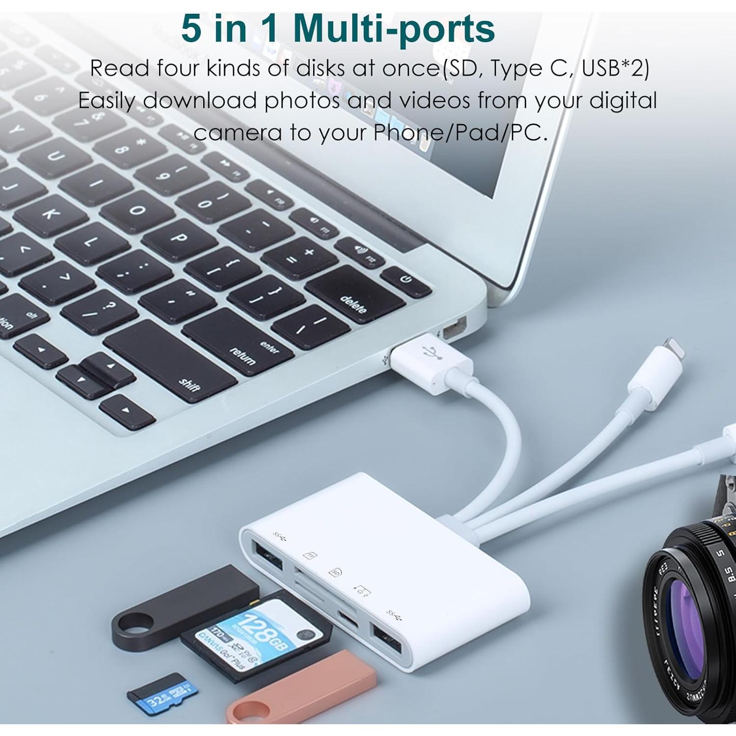Lector de Tarjetas 7-en-1 Sanjyut USB-C Lightning SD TF