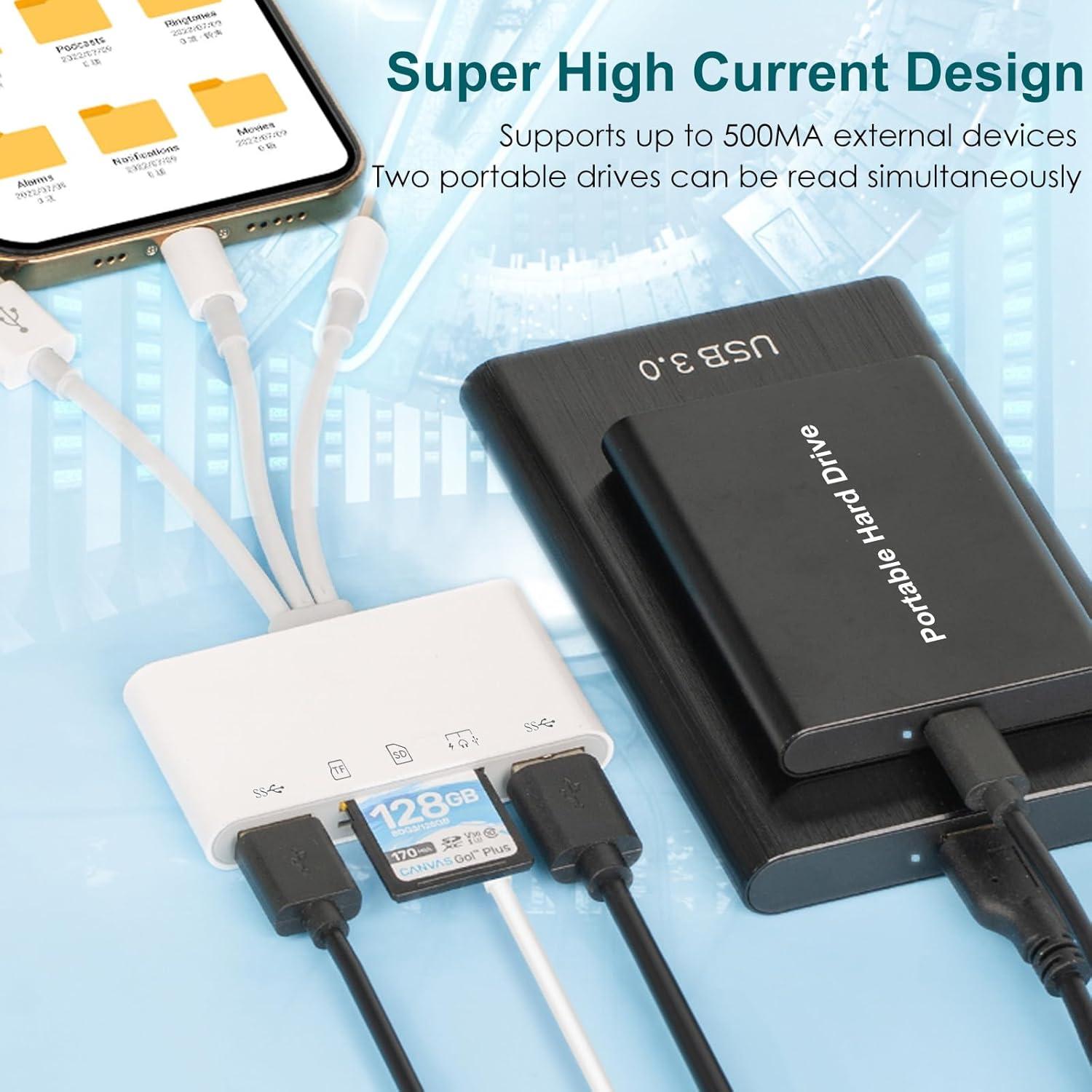 Lector de Tarjetas 7-en-1 Sanjyut USB-C Lightning SD TF