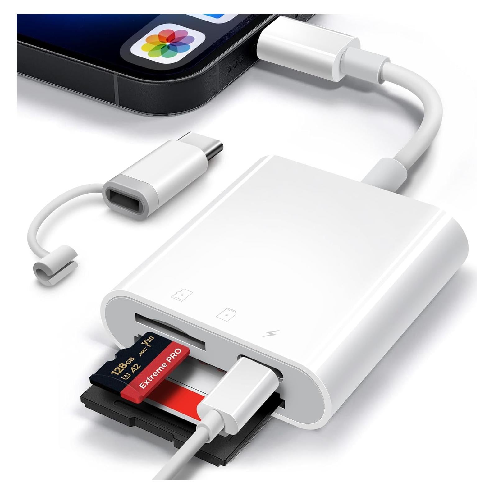 Lector de Tarjetas SD PuavntView para iPhone/iPad - 3 Ranuras