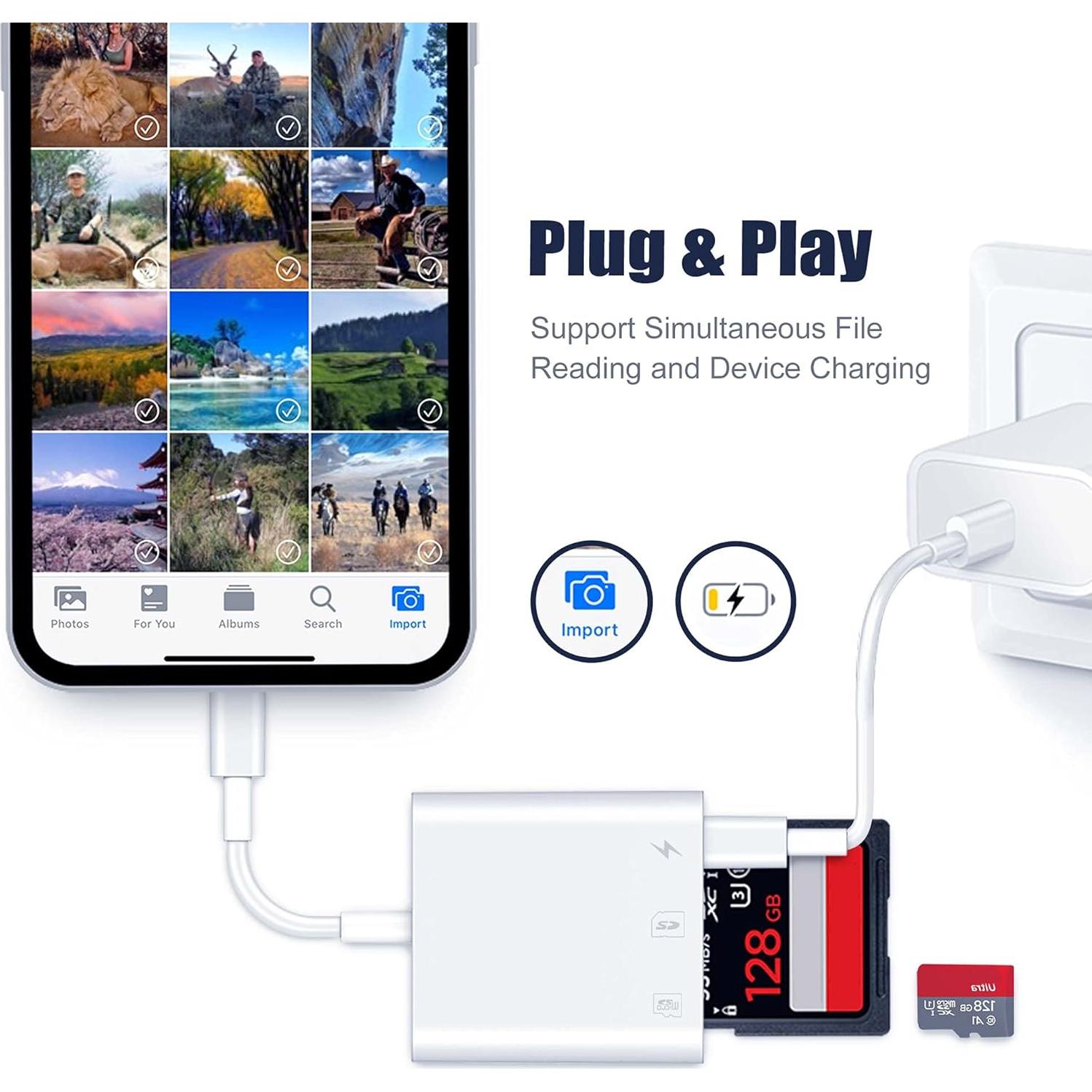 Lector de Tarjetas SD PuavntView para iPhone/iPad - 3 Ranuras