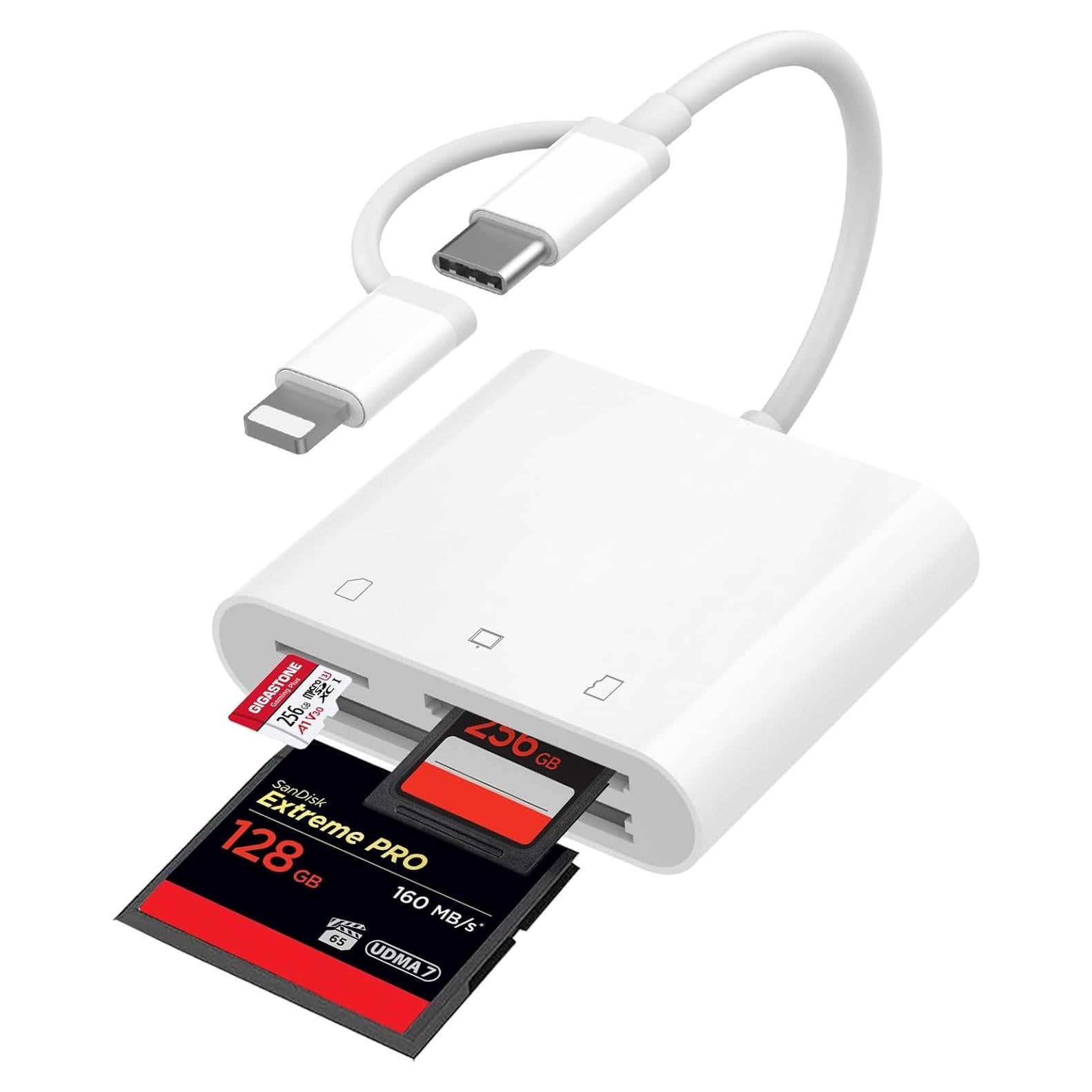 Lector de tarjeta SD USB C Obcxin para iPhone y Android 3 en 1