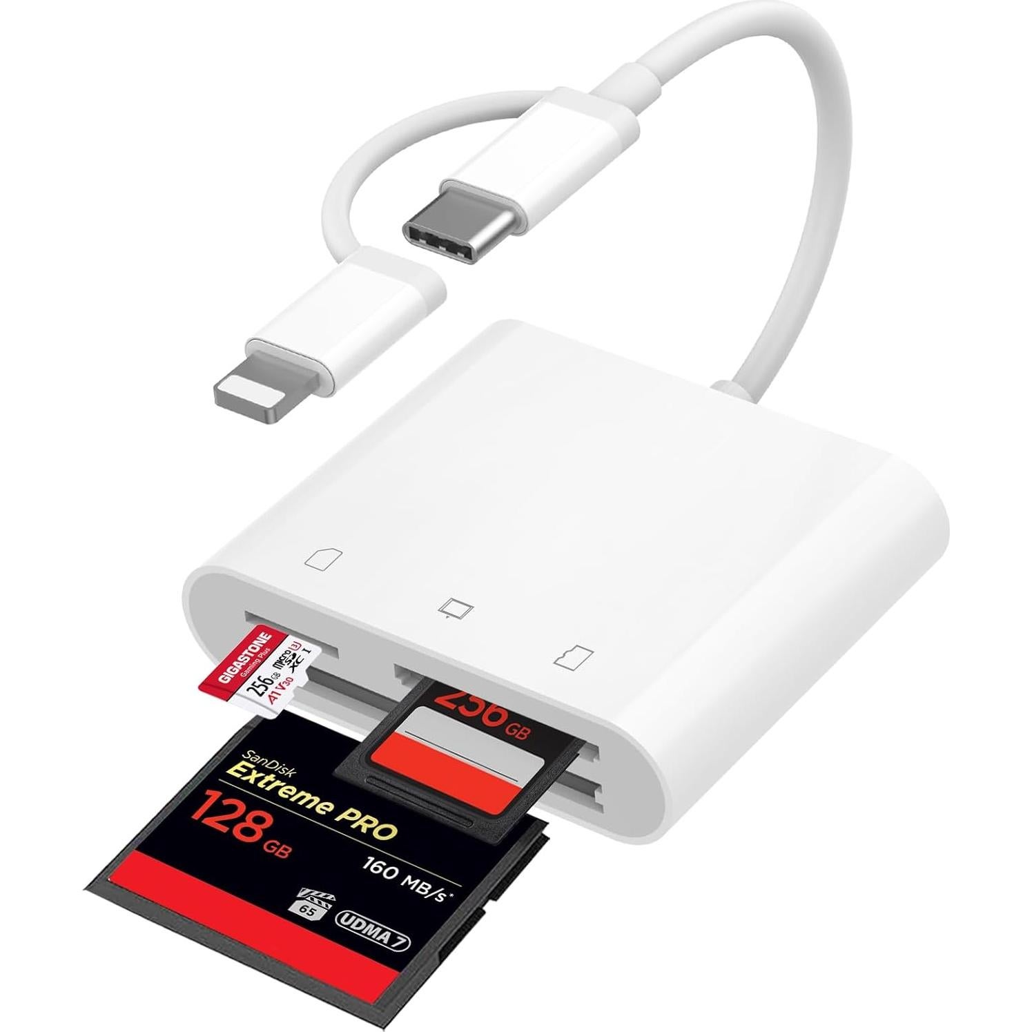 Lector de tarjeta SD USB C Obcxin para iPhone y Android 3 en 1
