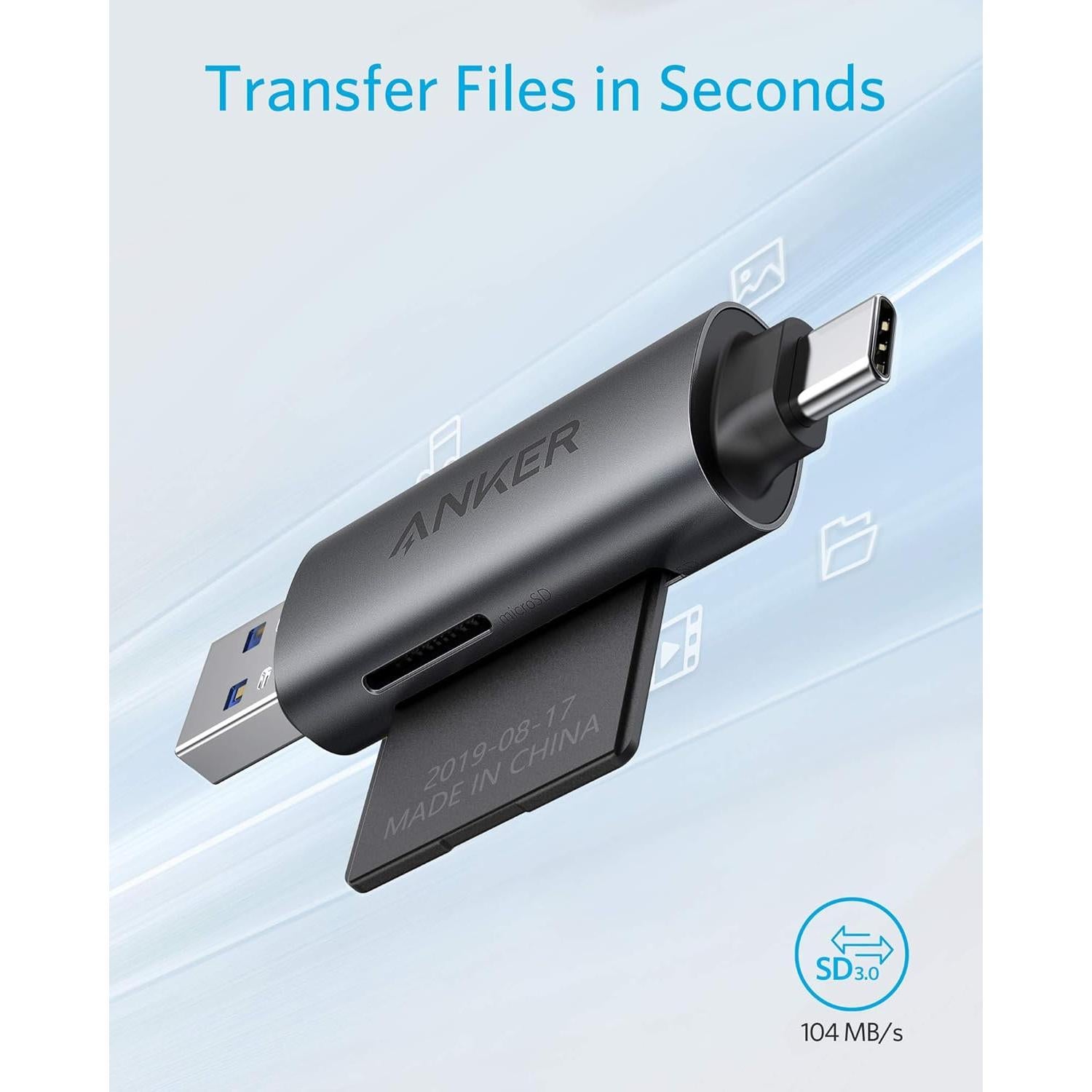 Lector de Tarjetas SD USB-C y USB 3.0 Anker PowerExpand 2-en-1