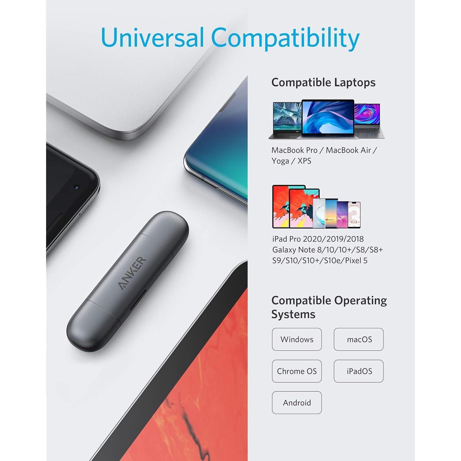 Lector de Tarjetas SD USB-C y USB 3.0 Anker PowerExpand 2-en-1