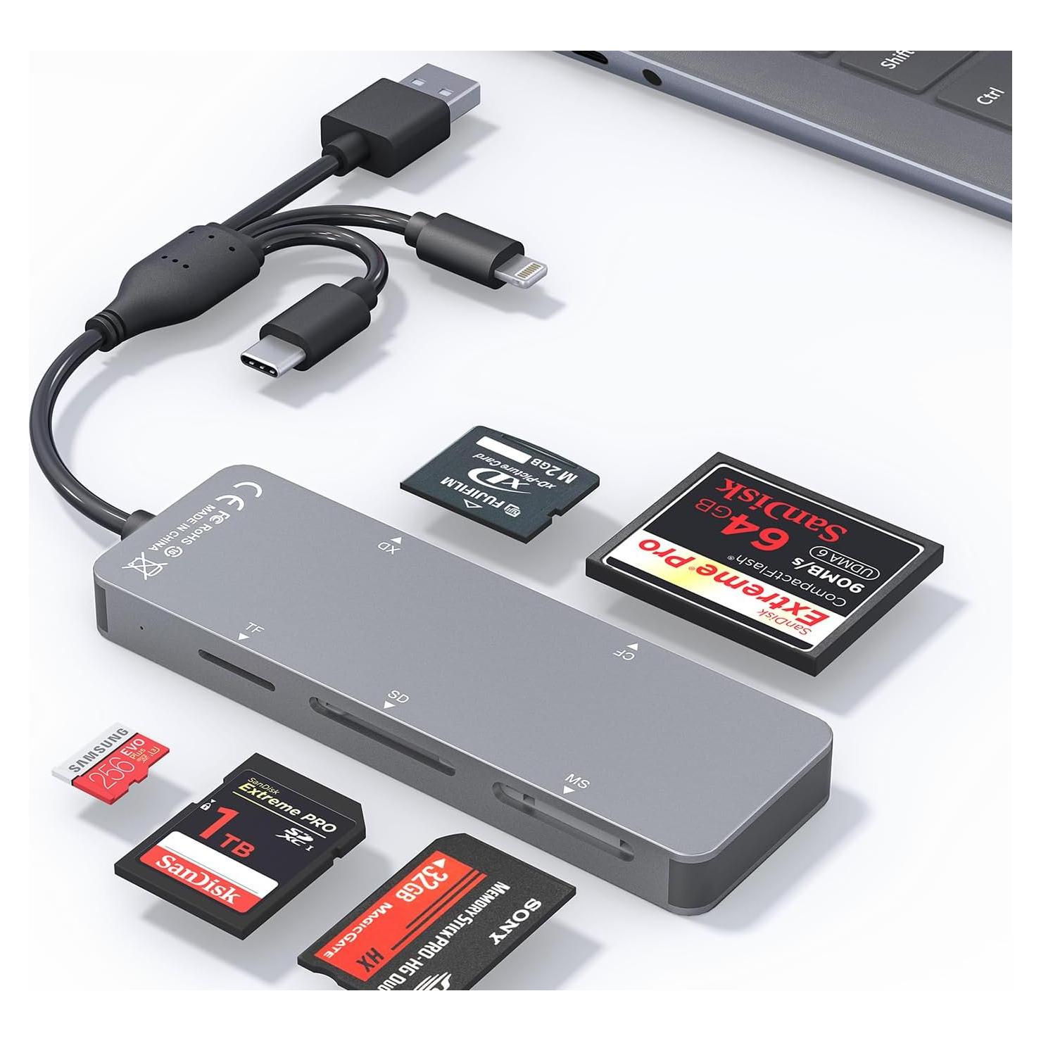 Lector de Tarjetas 5 en 1 Ardaddyn AR-USB-M14 USB-C Lightning