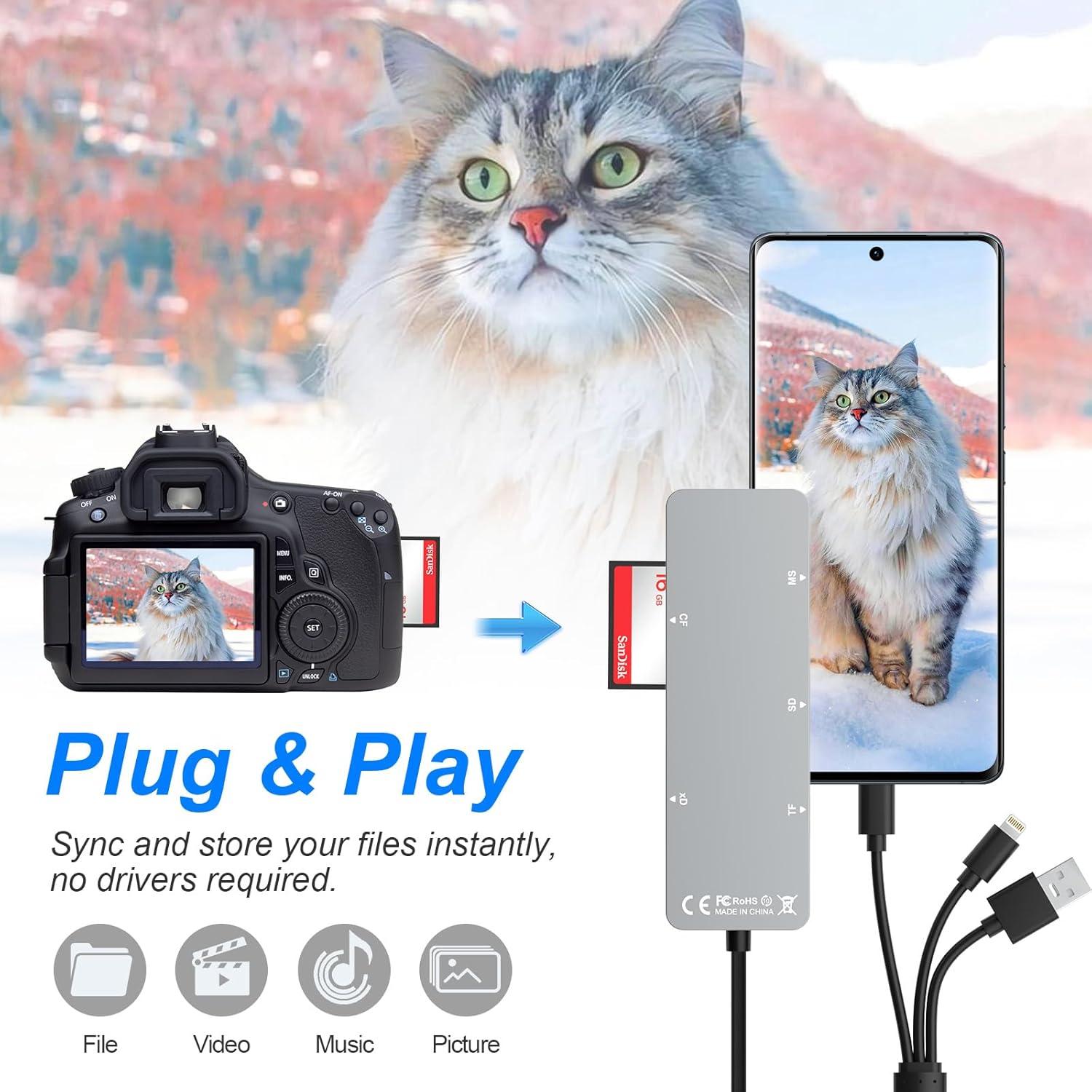 Lector de Tarjetas 5 en 1 Ardaddyn AR-USB-M14 USB-C Lightning