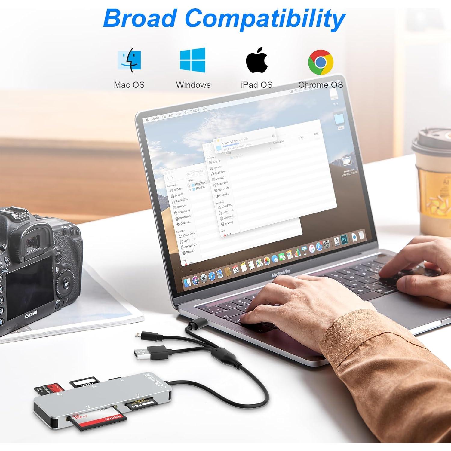 Lector de Tarjetas 5 en 1 Ardaddyn AR-USB-M14 USB-C Lightning