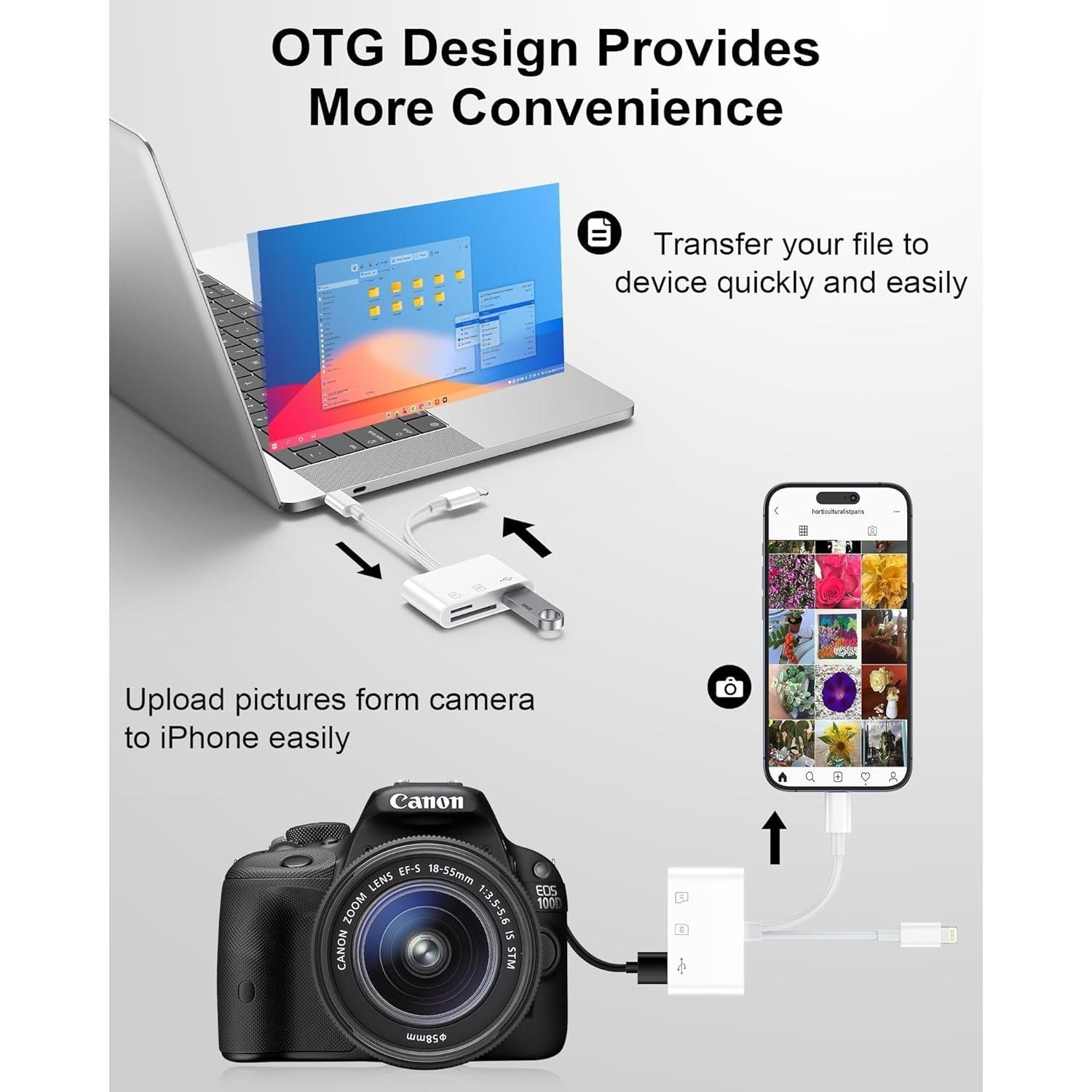 Lector de Tarjetas SD USB-C y Lightning Haoano 3 en 1