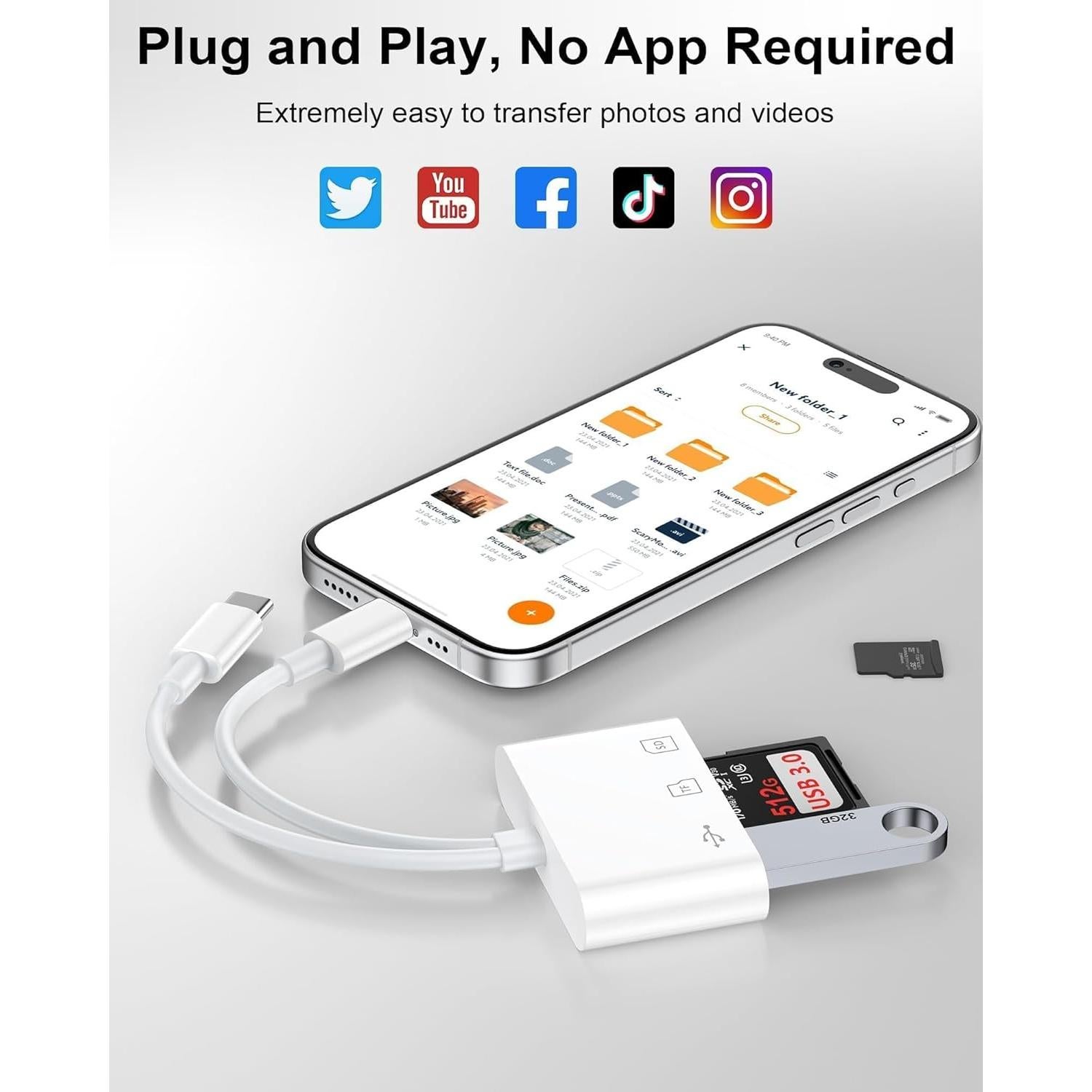 Lector de Tarjetas SD USB-C y Lightning Haoano 3 en 1