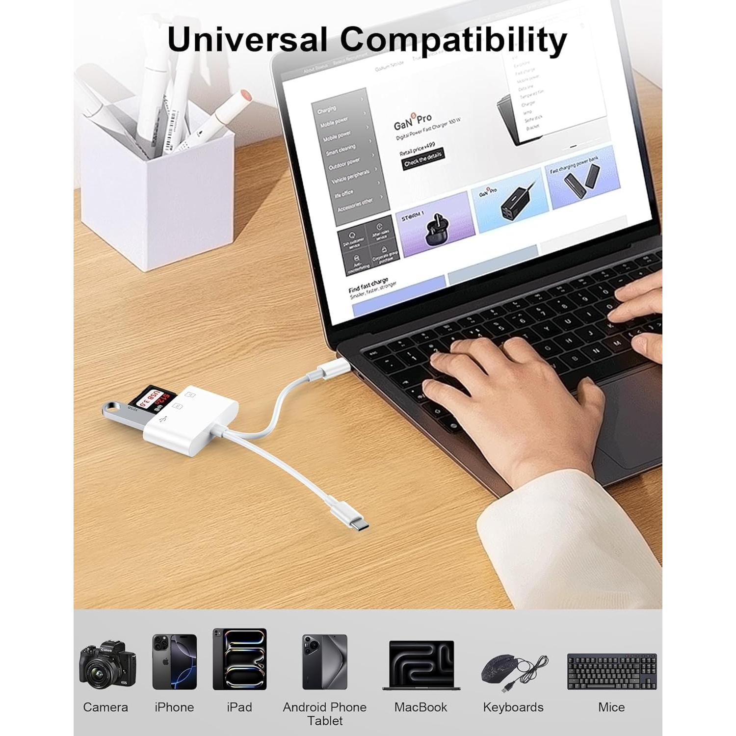 Lector de Tarjetas SD USB-C y Lightning Haoano 3 en 1