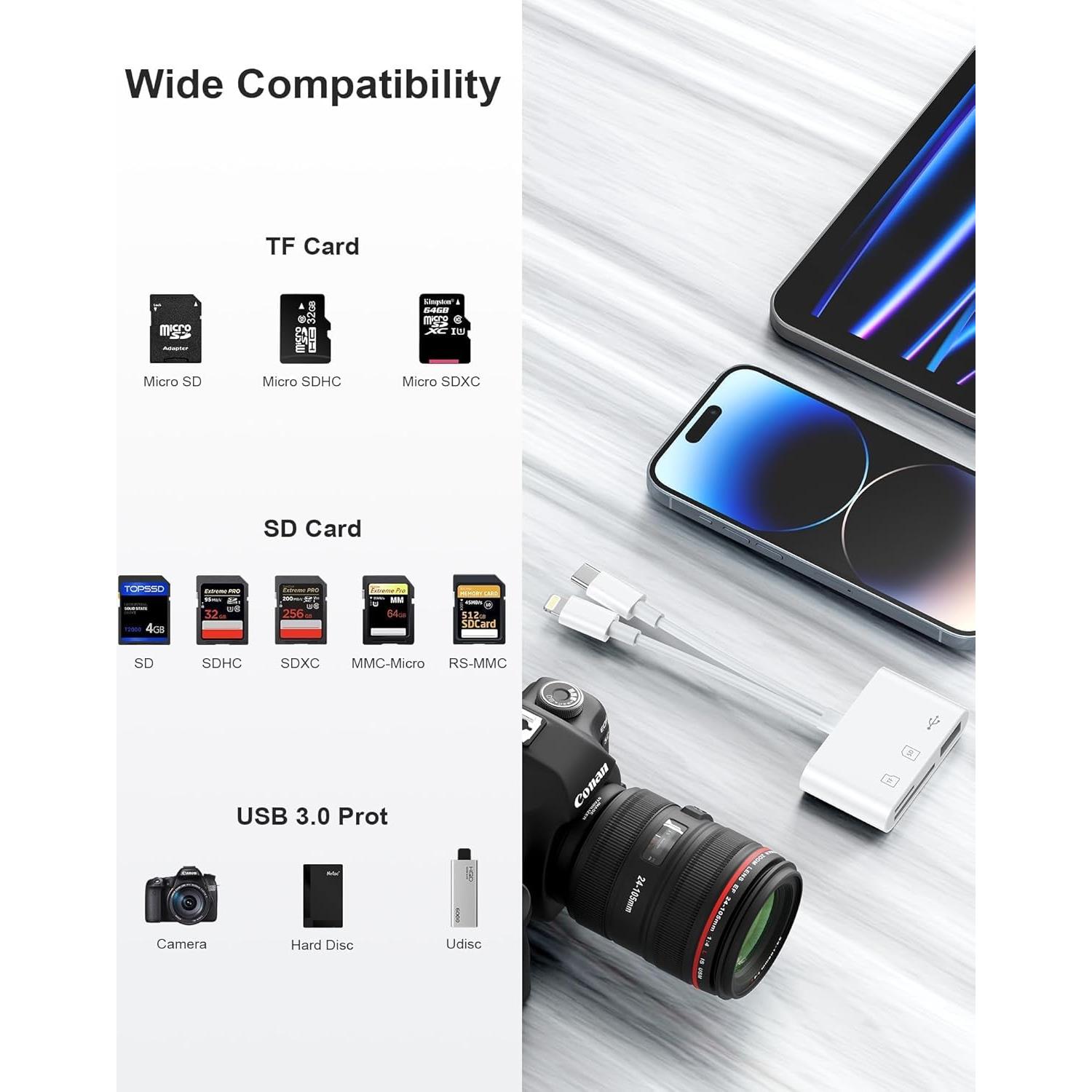 Lector de Tarjetas SD USB-C y Lightning Haoano 3 en 1