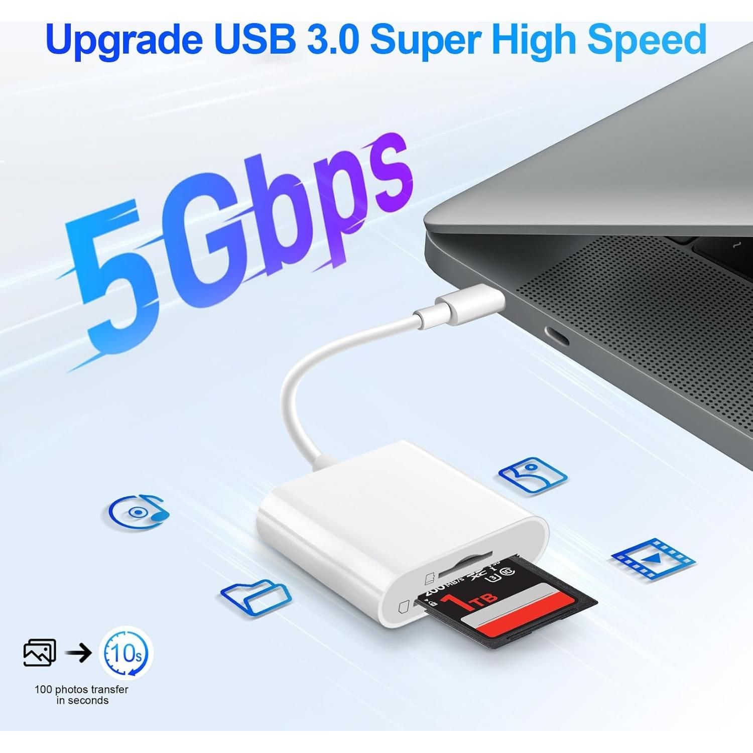 Lector de Tarjetas SD USB-C Denlane para iPhone 15/16 y iPad