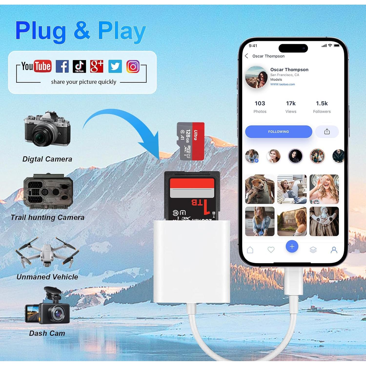 Lector de Tarjetas SD USB-C Denlane para iPhone 15/16 y iPad