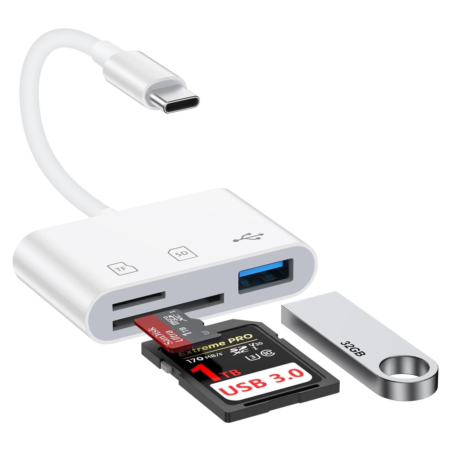 Lector de Tarjetas SD USB C Sicodo 3 en 1 para iPhone 16 Pro