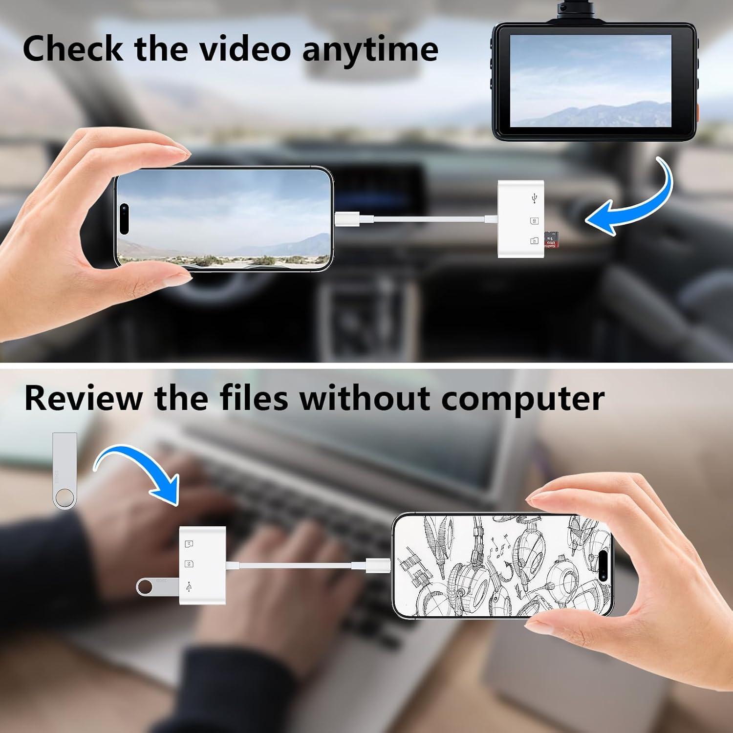 Lector de Tarjetas SD USB C Sicodo 3 en 1 para iPhone 16 Pro