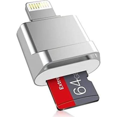 Lector de tarjeta Micro SD DESOFICON Lightning Plata iOS 13+