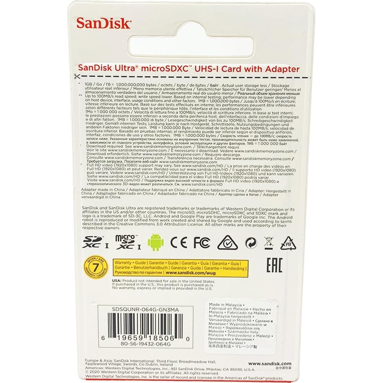 Tarjeta microSD SanDisk Ultra 32GB UHS-I Clase 10 Plata