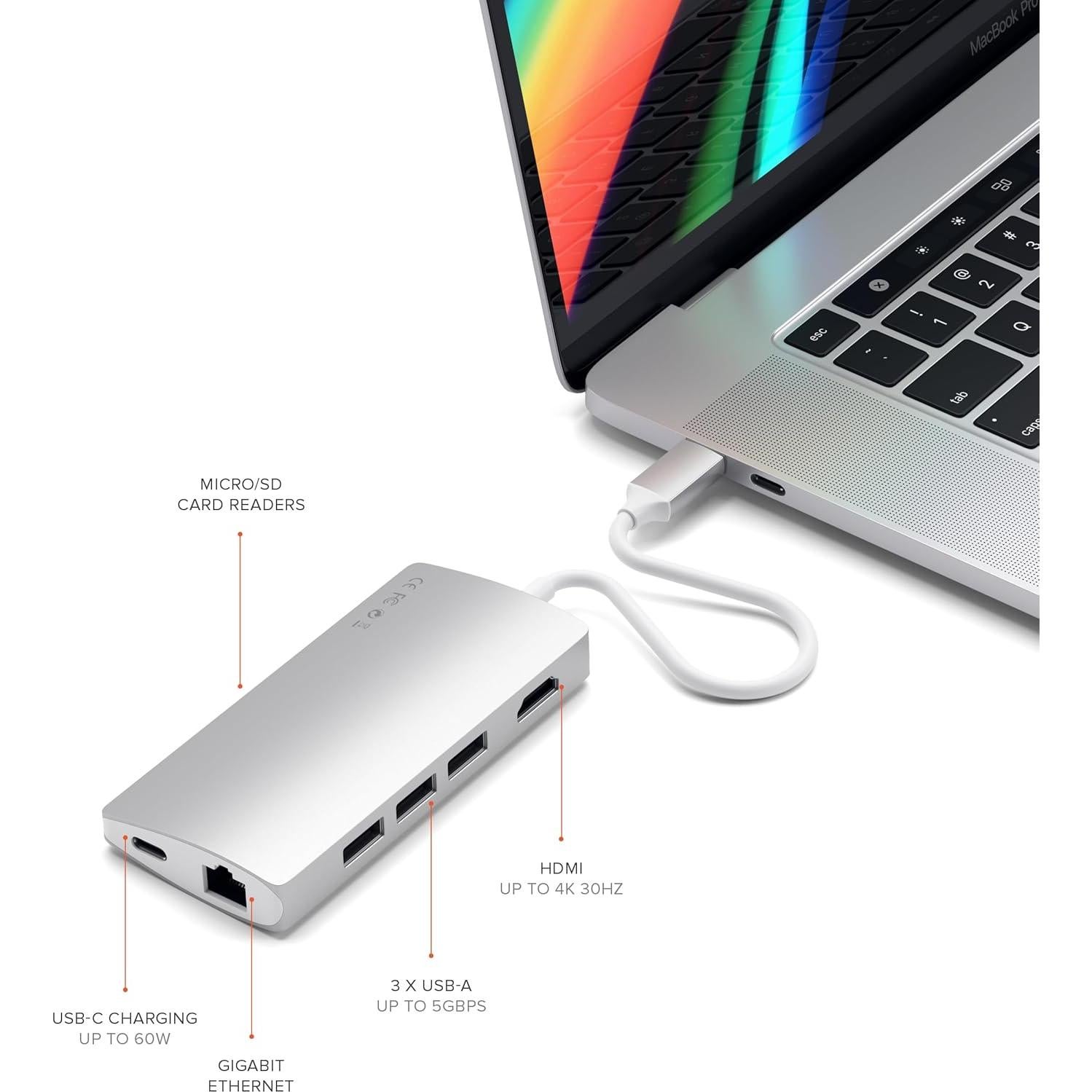 Adaptador Multiport USB-C Satechi V2 8 en 1 4K HDMI 115W