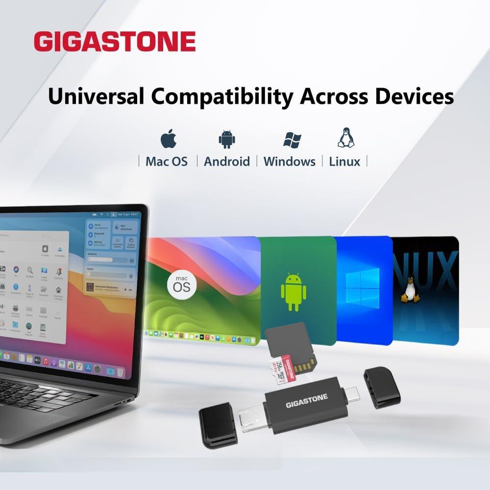 Lector de Tarjetas SD Gigastone 5-en-1 USB-A/USB-C Alta Velocidad
