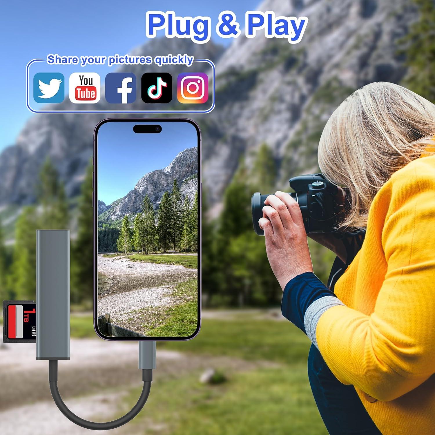 Lector de Tarjetas SD USB-C TIANSONG C2OST 60W 4 Puertos