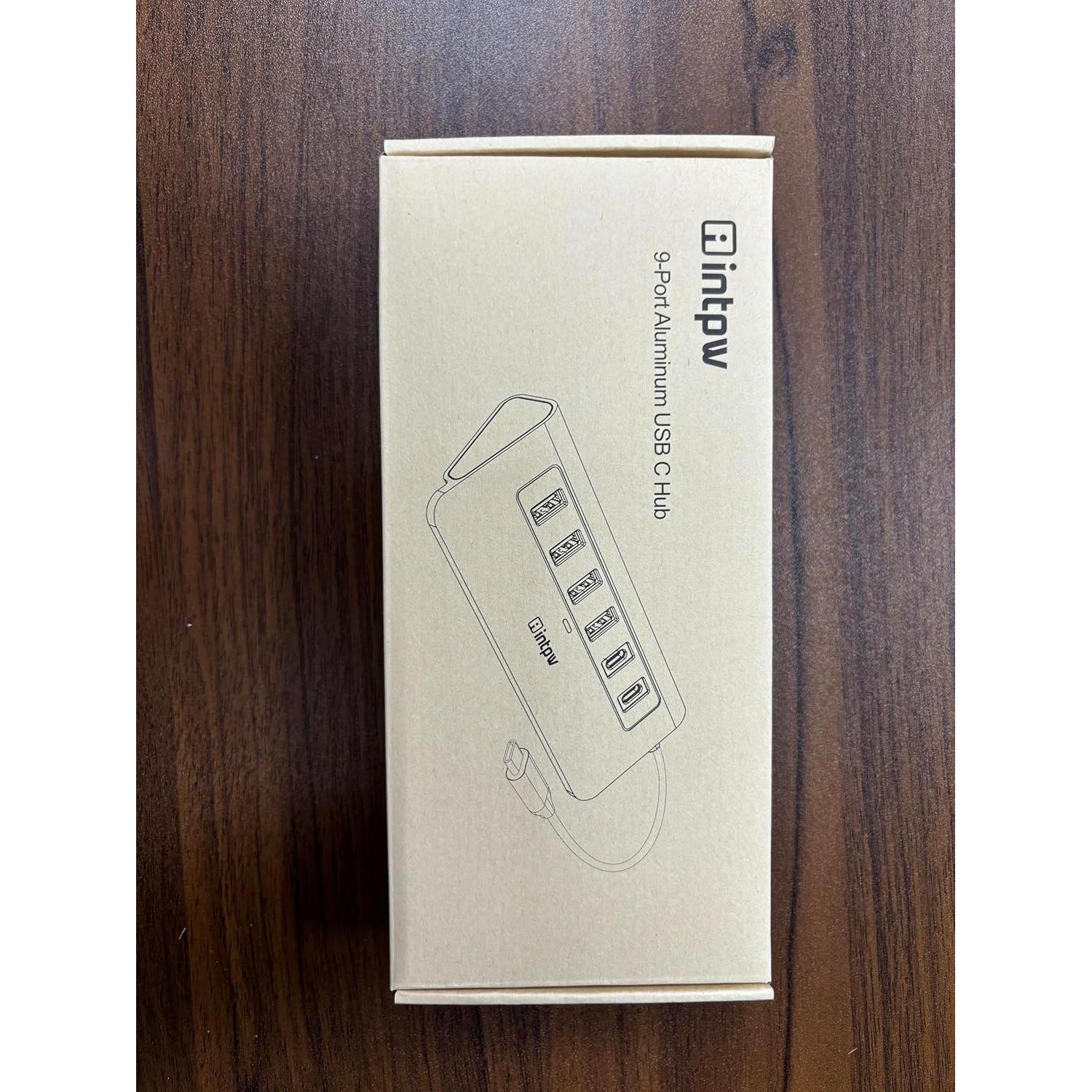 Hub USB C 9-en-1 INTPW con HDMI 4K, PD 100W, Aluminio