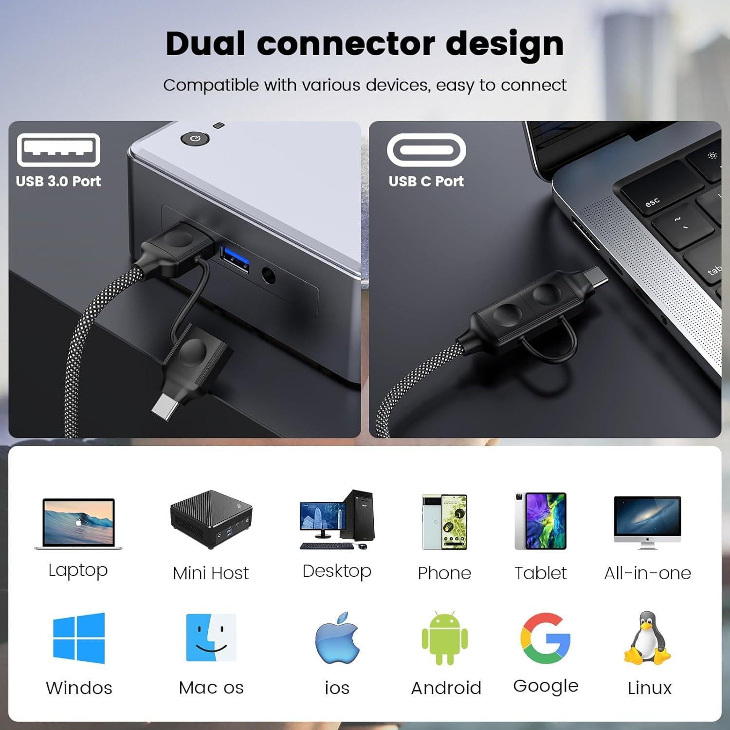 Lector de Tarjetas SD 4.0 MOGOOD USB-C 2-en-1 Alta Velocidad