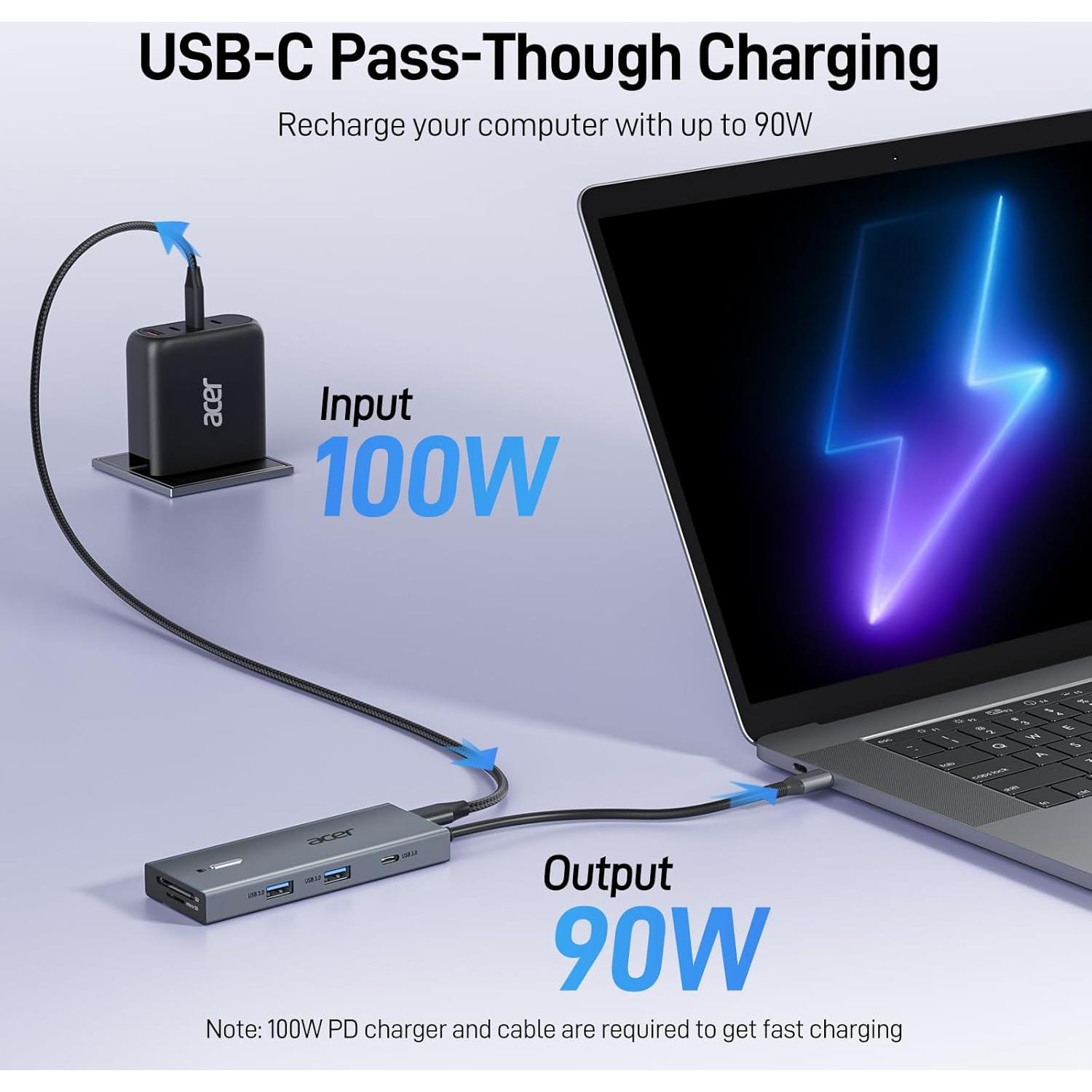 Estación de Acoplamiento USB C Acer 9 en 1 Doble HDMI 4K