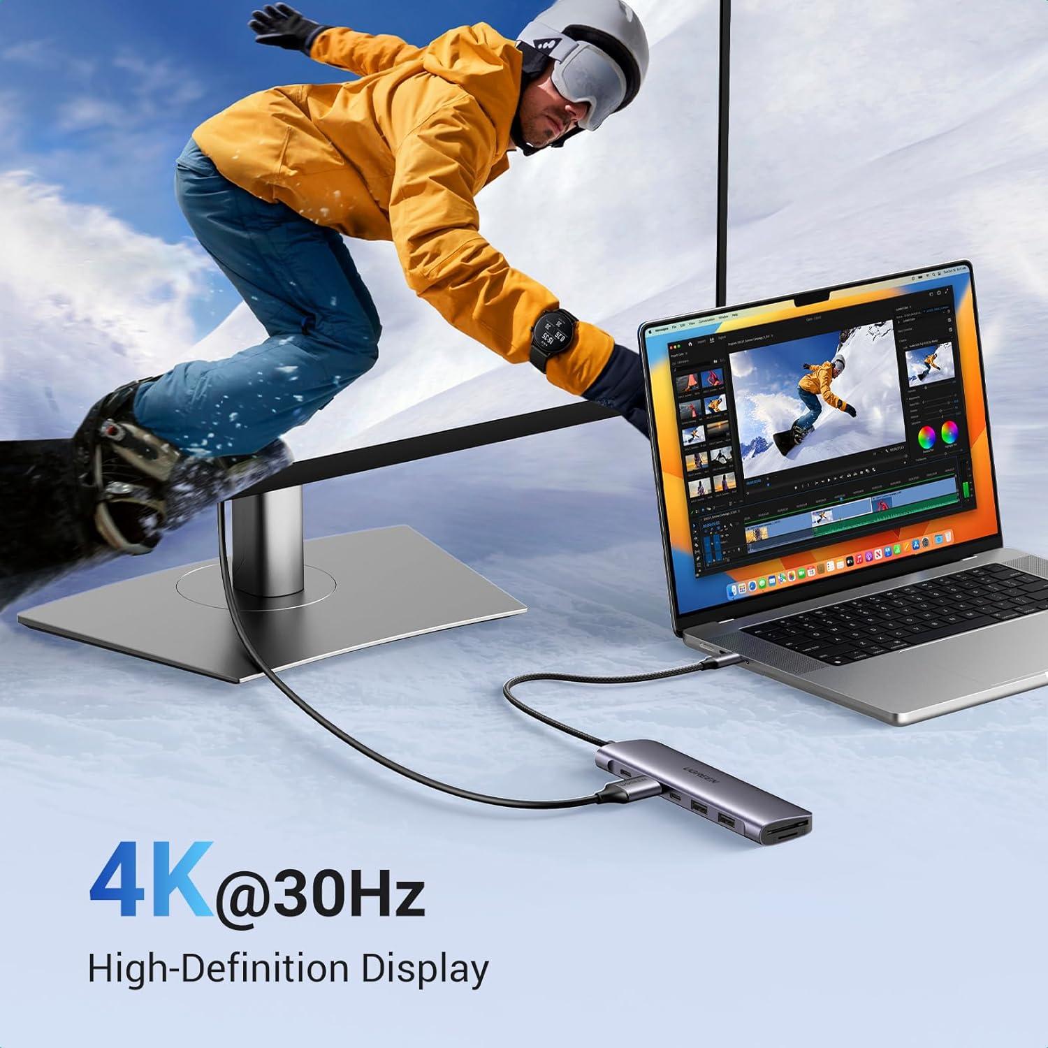 Hub USB C UGREEN Revodok 7 en 1 4K HDMI Carga 100W