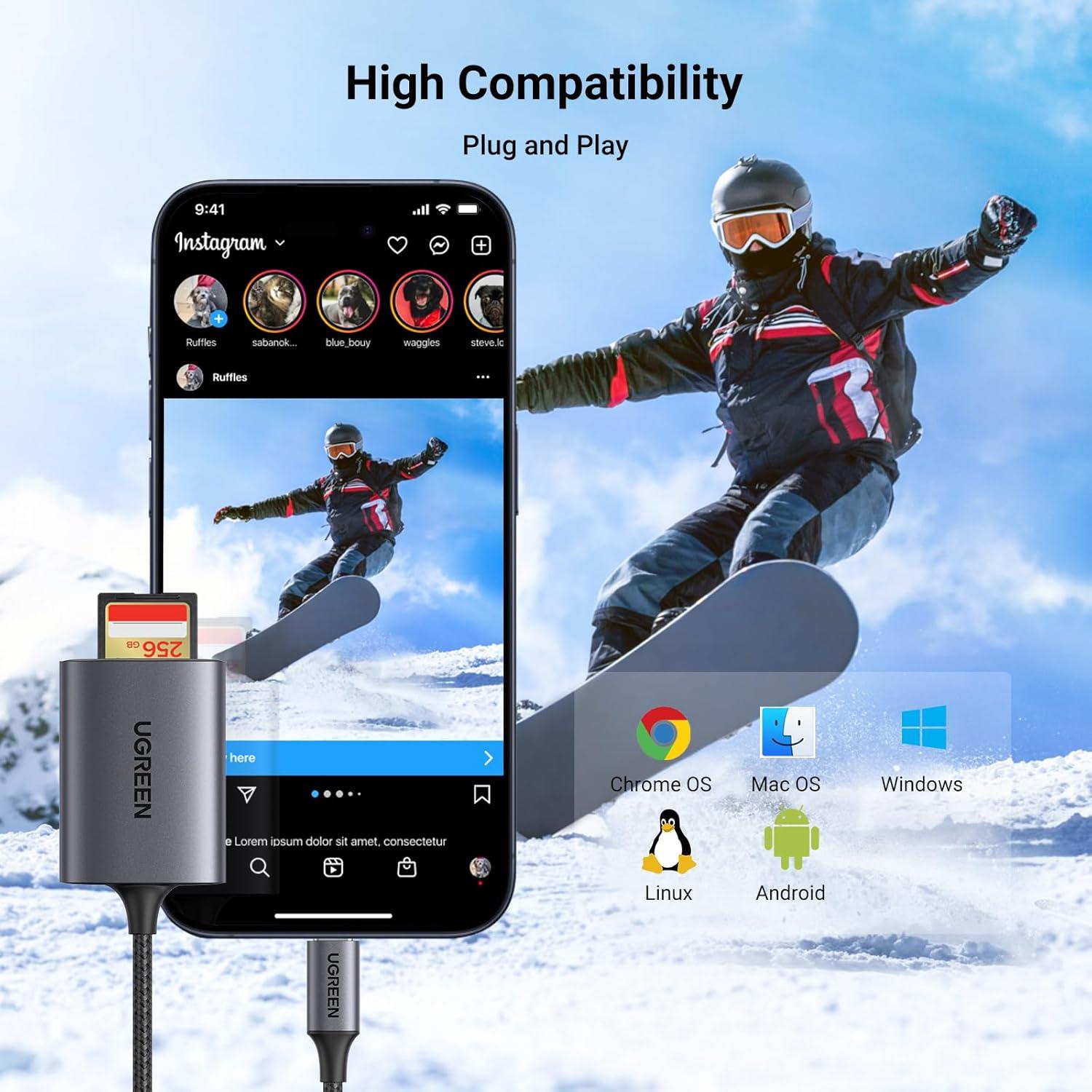 Lector de Tarjetas SD USB C UGREEN 2-en-1 Alta Velocidad