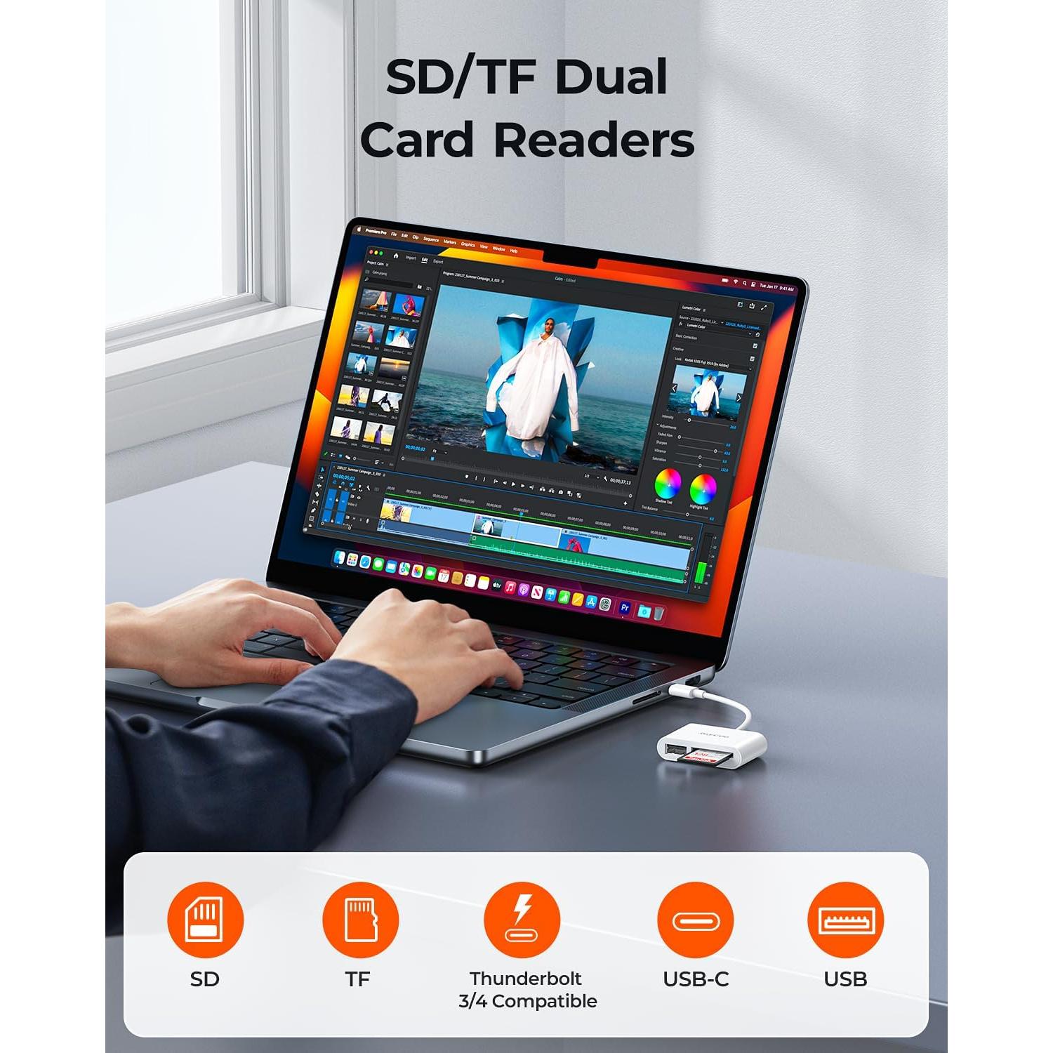 Lector de Tarjetas SD USB-C RayCue - Adaptador Type-C a SD/MicroSD