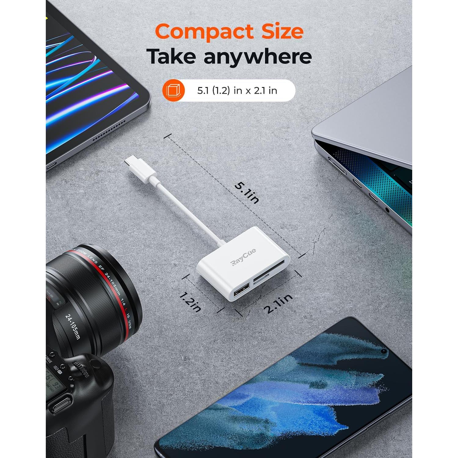 Lector de Tarjetas SD USB-C RayCue - Adaptador Type-C a SD/MicroSD