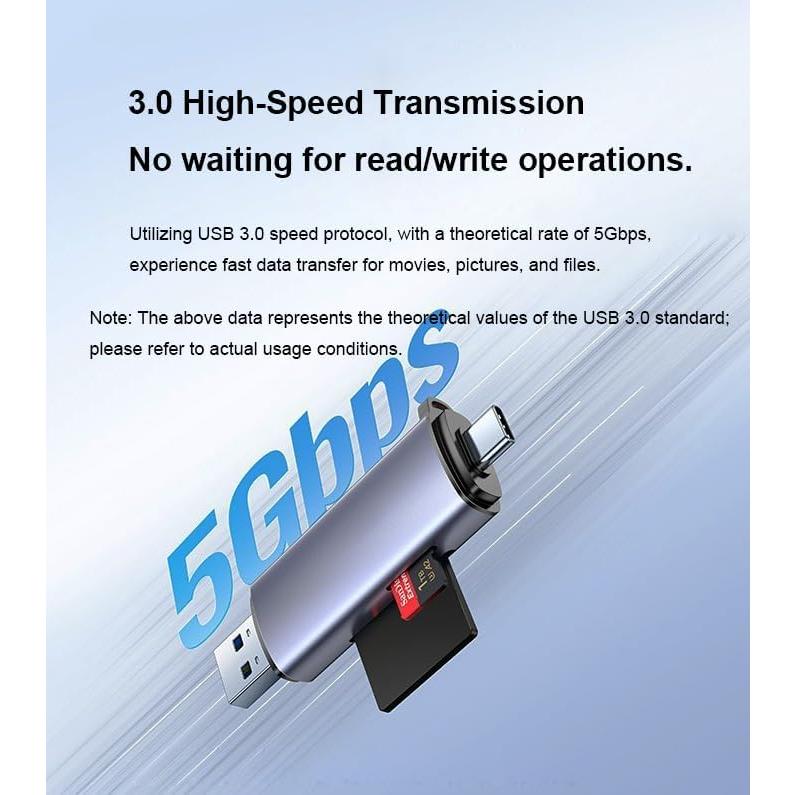 Lector de Tarjetas AOMAX USB-C a Micro SD 5 Gbps Gris