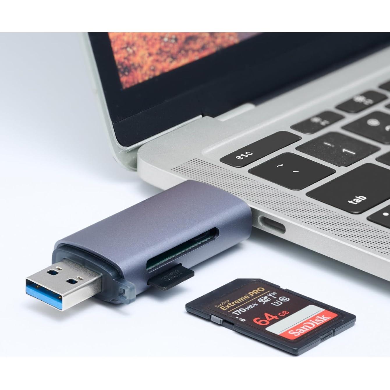 Lector de Tarjetas AOMAX USB-C a Micro SD 5 Gbps Gris