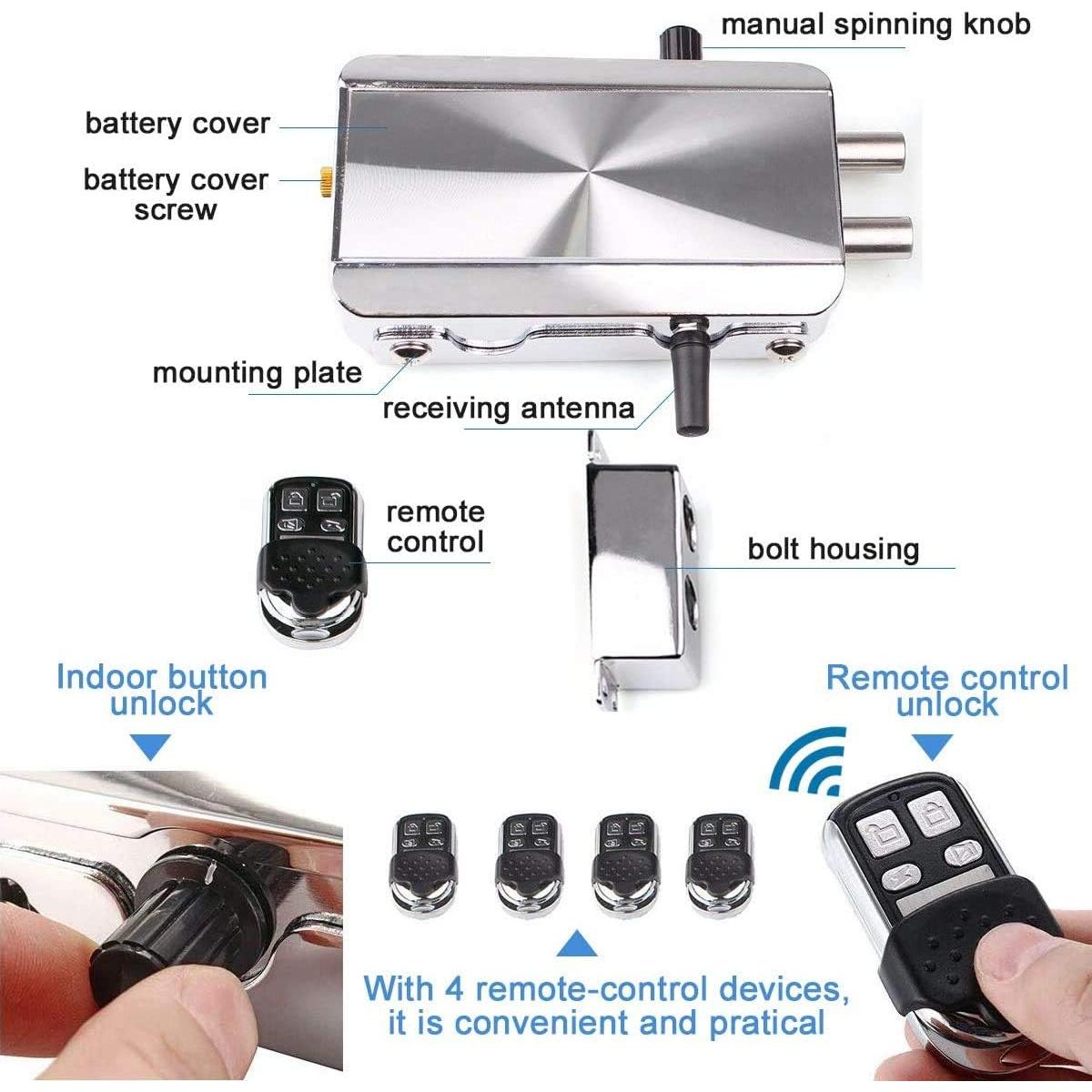 Cerradura Electrónica HONUTIGE Antirrobo Control Remoto
