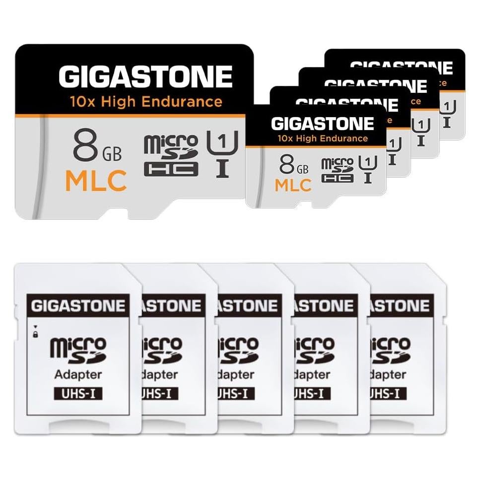 Paquete de 5 Tarjetas Micro SD 8GB GIGASTONE Alta Resistencia