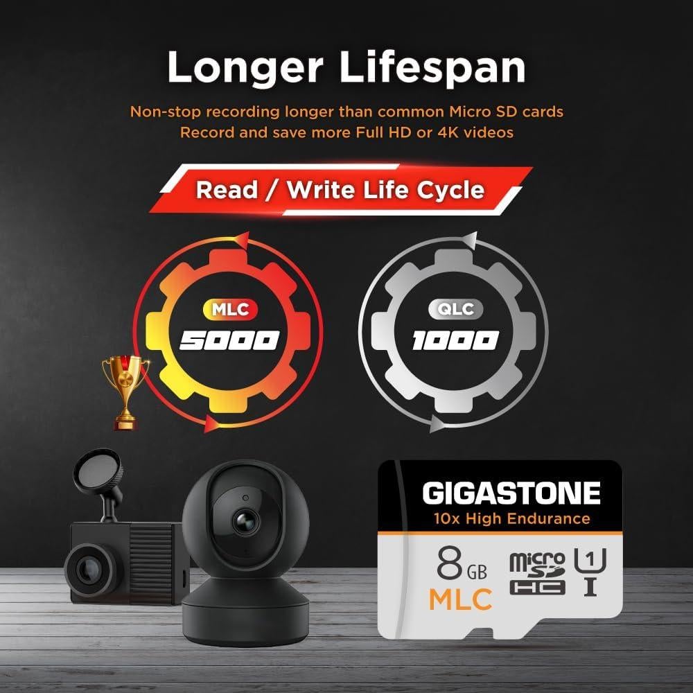 Paquete de 5 Tarjetas Micro SD 8GB GIGASTONE Alta Resistencia
