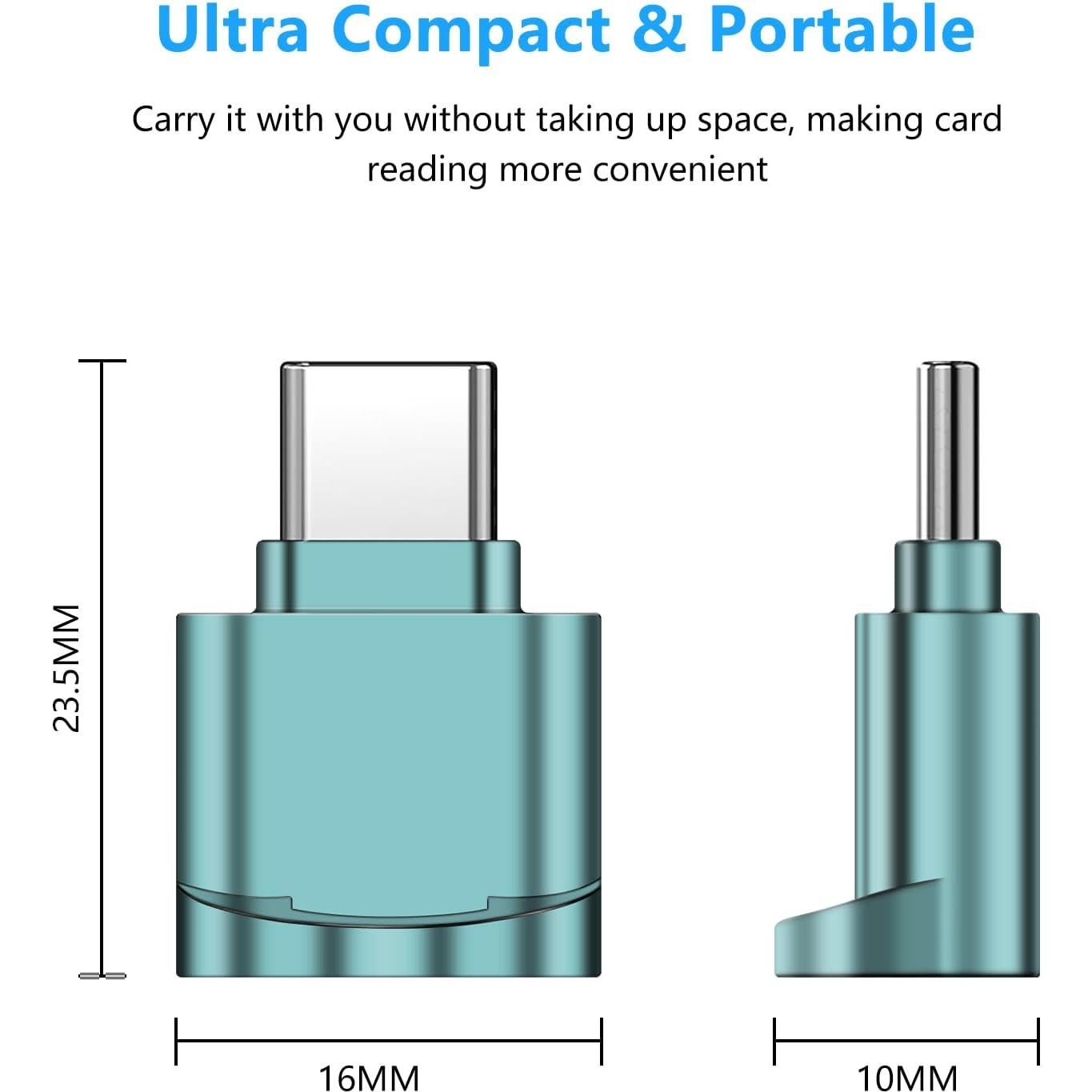 TF Card Reader, Micro SD Card Reader, Type C TF Memory Card Reader Adapter with USB C to USB Adapter Compatible with Laptops, MacBook, Samsung Galaxy (Blue)