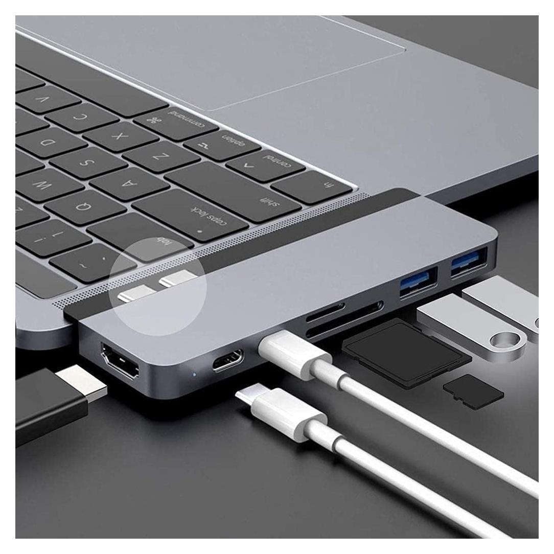 Adaptador USB C HyperDrive Duo 7-en-2 para MacBook Pro - HDMI 4K, USB-A 3.1, 100W