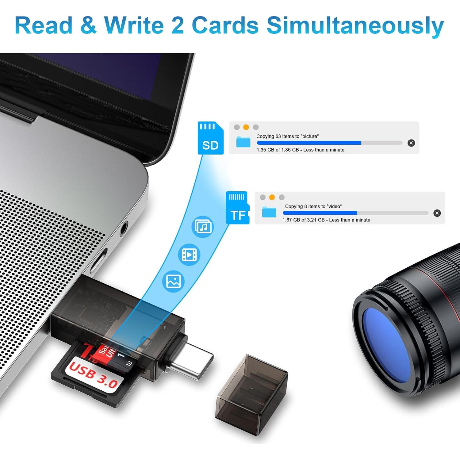 Lector de Tarjetas SD Doble Ranura Disoper USB 3.0 Type-C