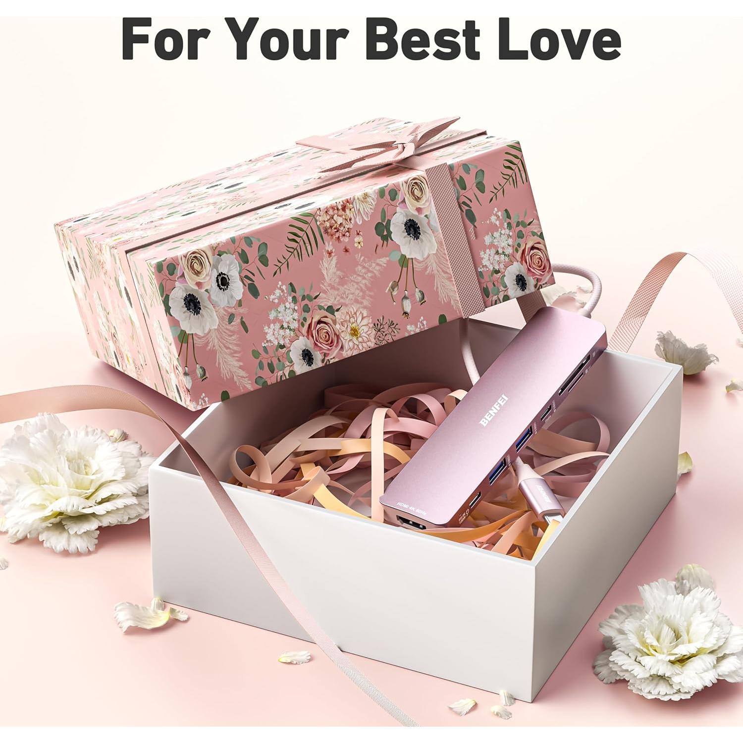 Hub USB-C 7-en-1 BENFEI HDMI 4K 100W Carga Rosa