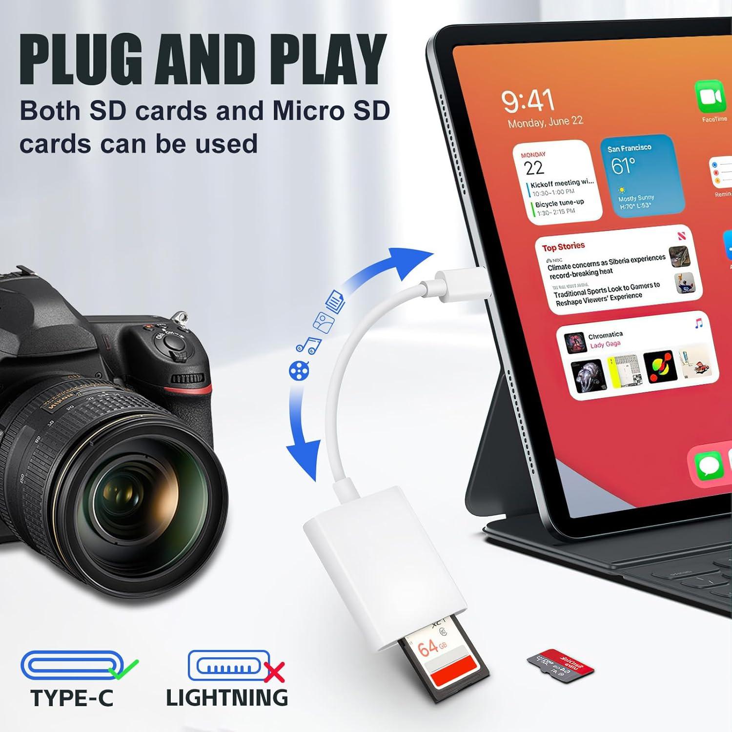 Lector de Tarjetas SD USB C LBSC - 2 Ranuras, Compatible iPhone/iPad