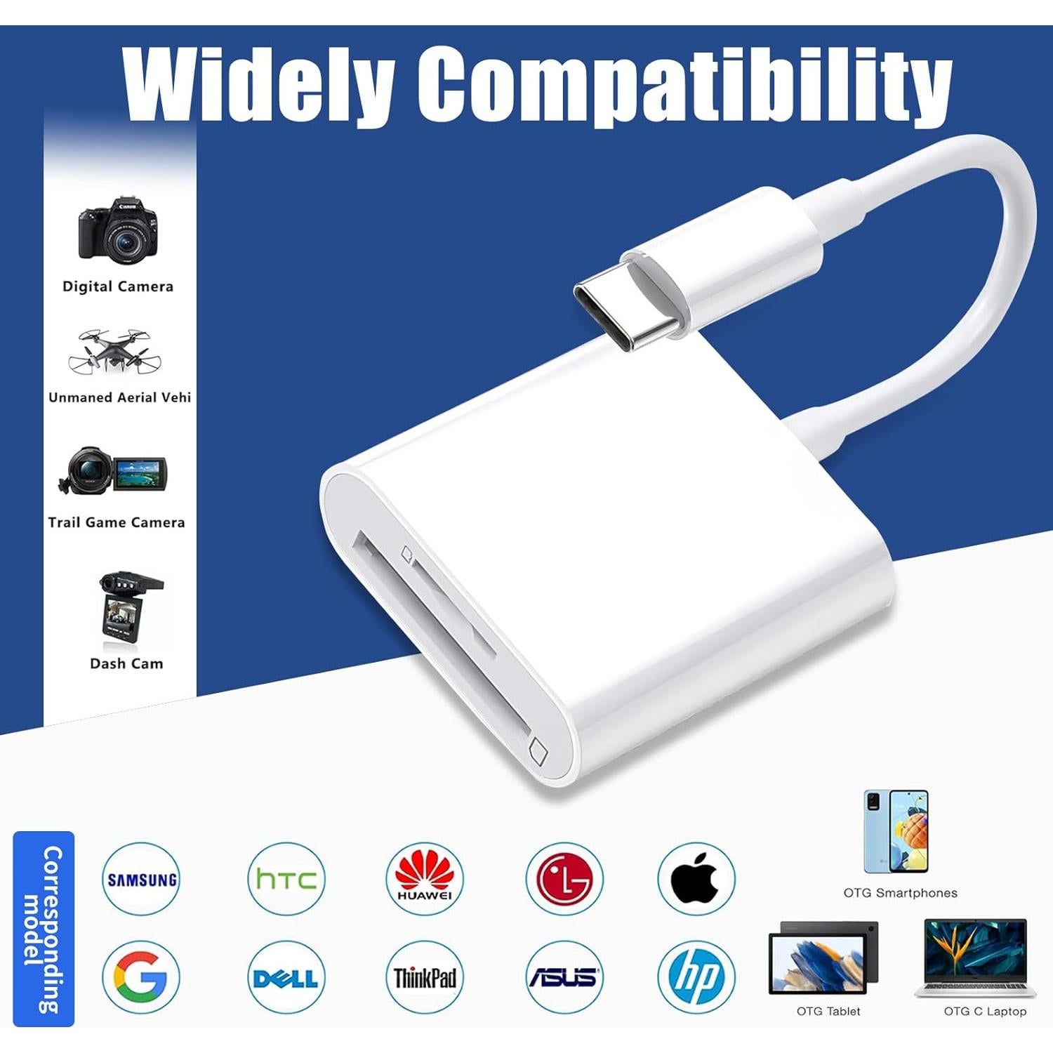 Lector de Tarjetas SD USB C LBSC - 2 Ranuras, Compatible iPhone/iPad
