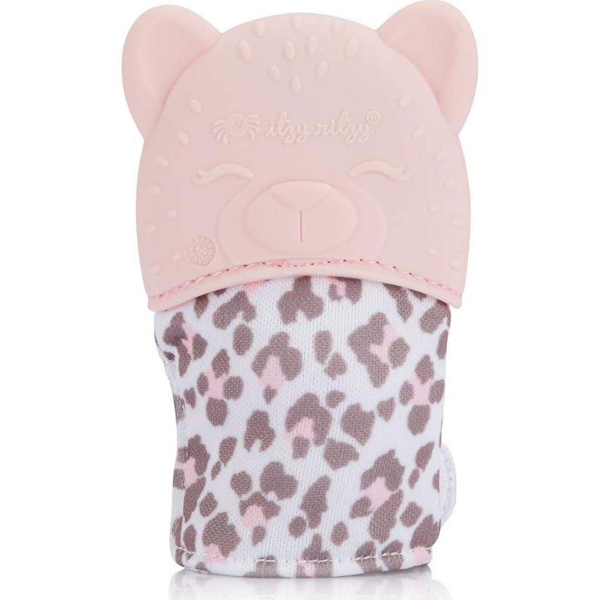 Mitón de Silicona Itzy Ritzy para Dentición Bebés Leopardo Rosado