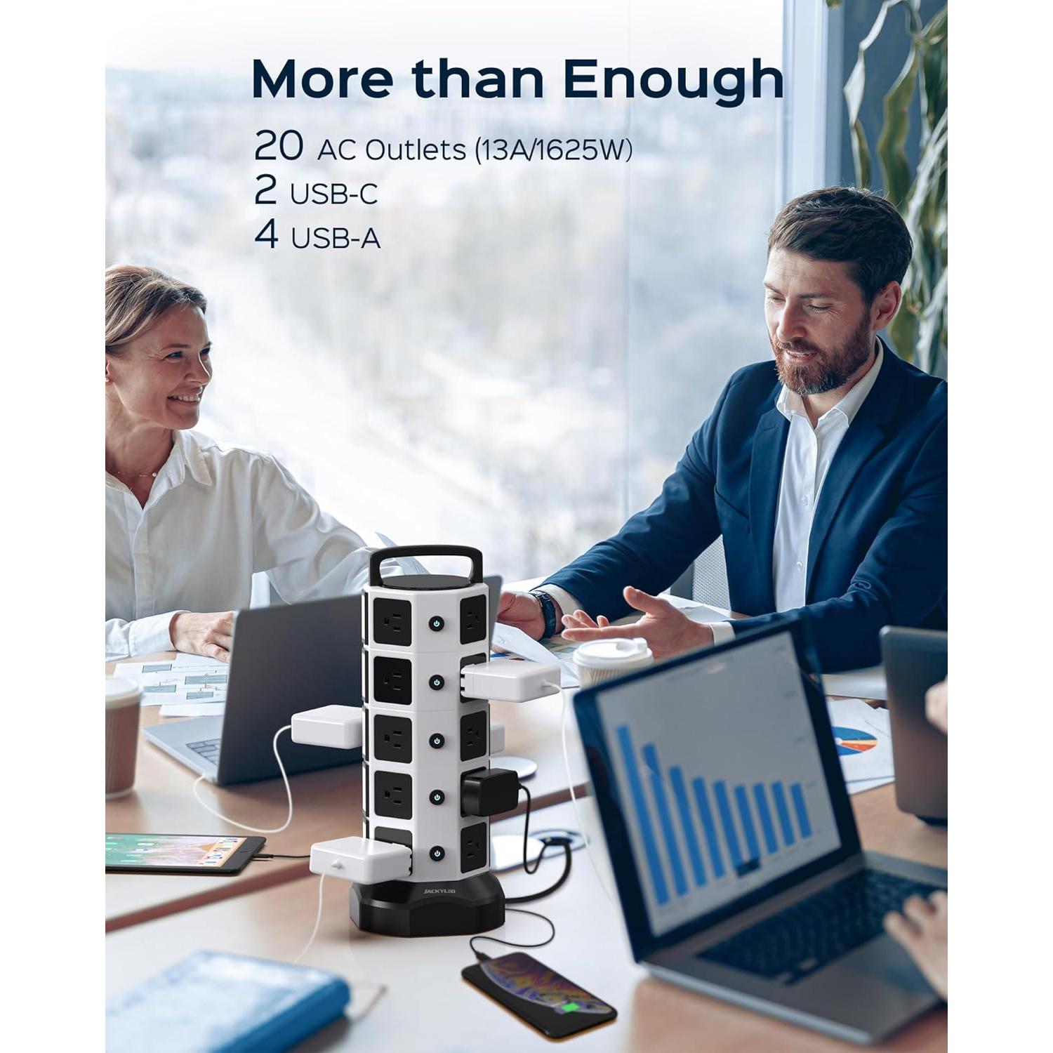 Torre de Regletas JACKYLED 20 Salidas 6 USB (2 USB-C) 1050J