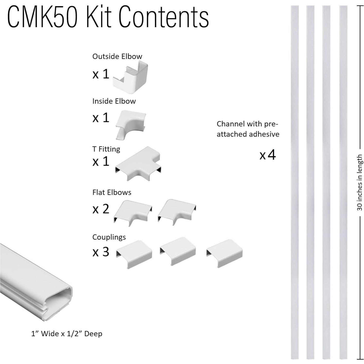 Kit Organizador de Cables Legrand Wiremold CMK50 3 Cables Blanco