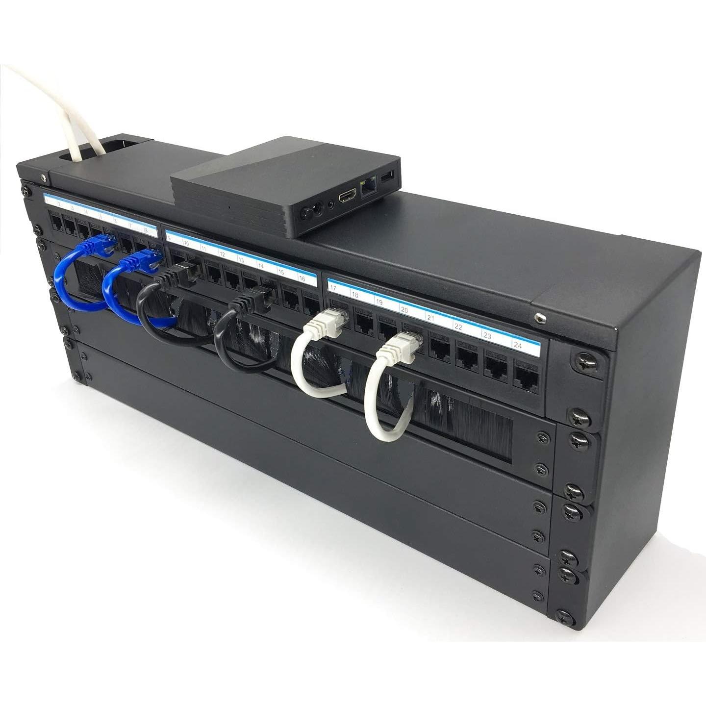 Panel de Gestión de Cables 1U JINGCHENGMEI Negro para Rack 19"