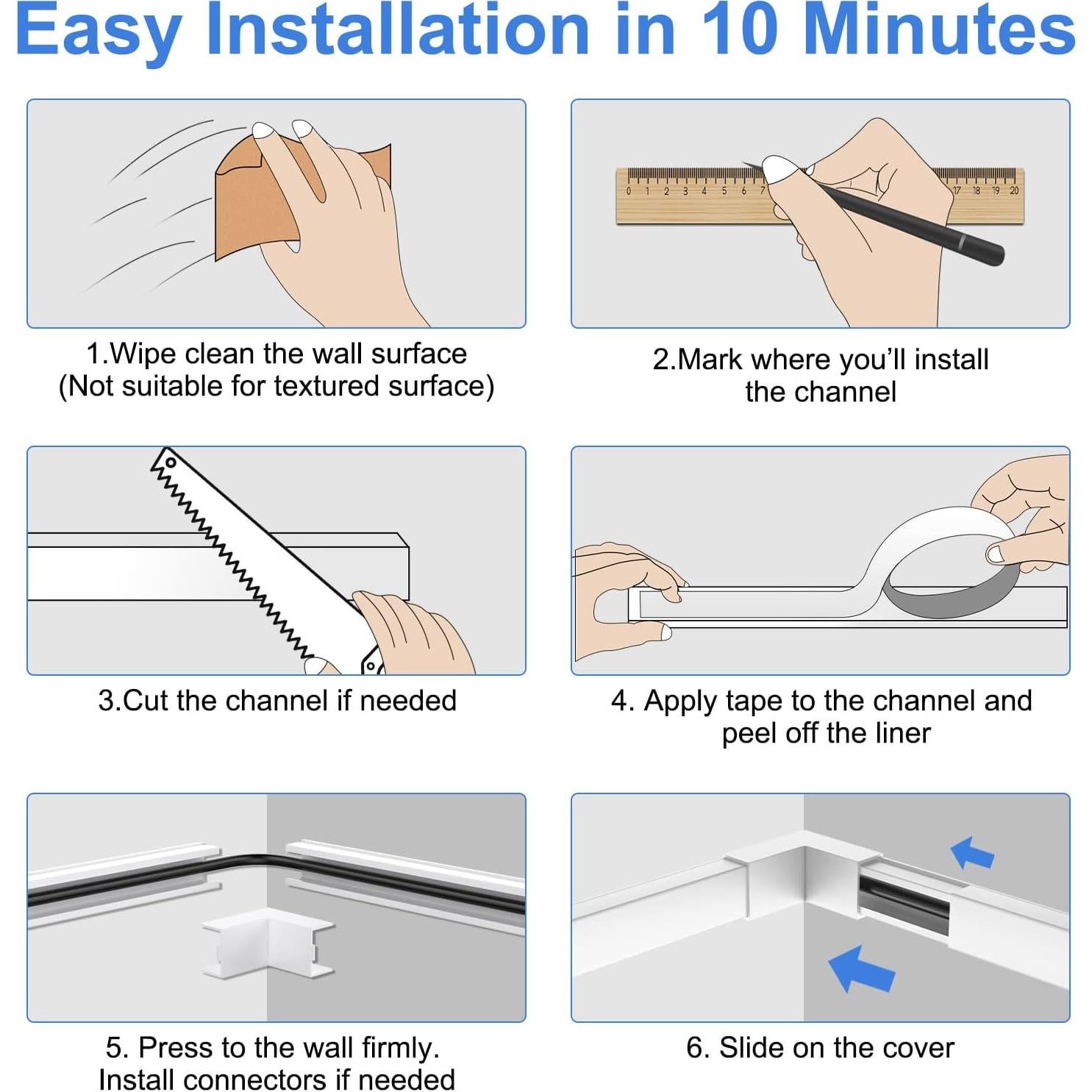 Ocultador de Cables Yecaye CMC03 Blanco 3.18x1.5x1 cm