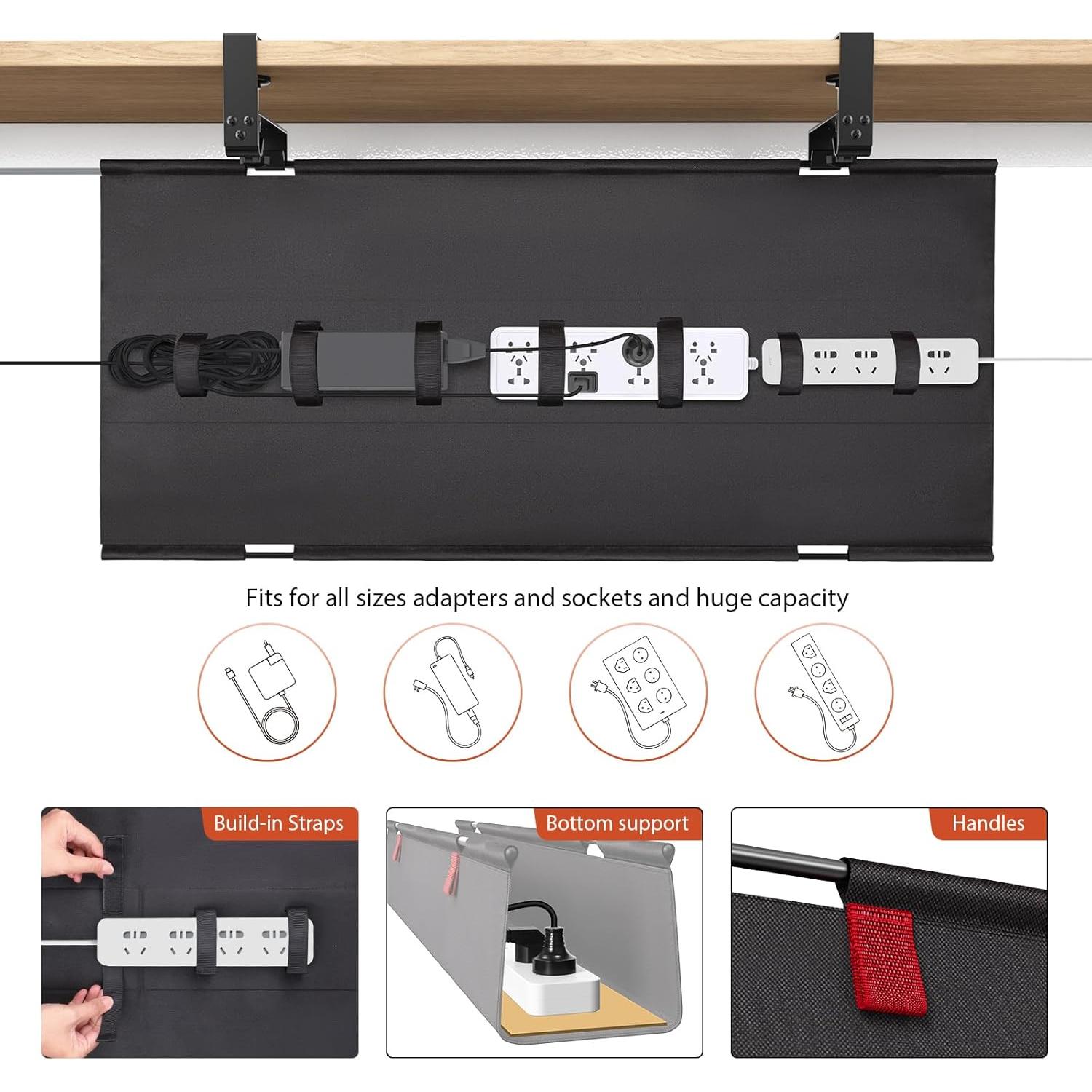 Bandeja de gestión de cables Univivi 91.44 cm negra para escritorio