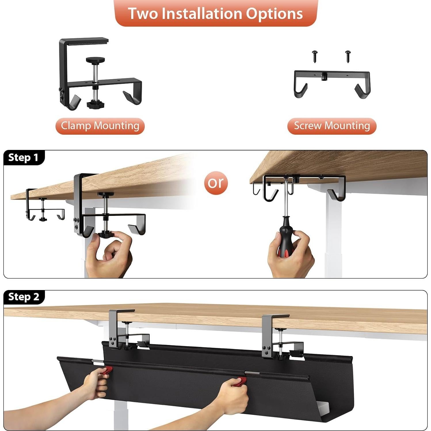 Bandeja de gestión de cables Univivi 91.44 cm negra para escritorio