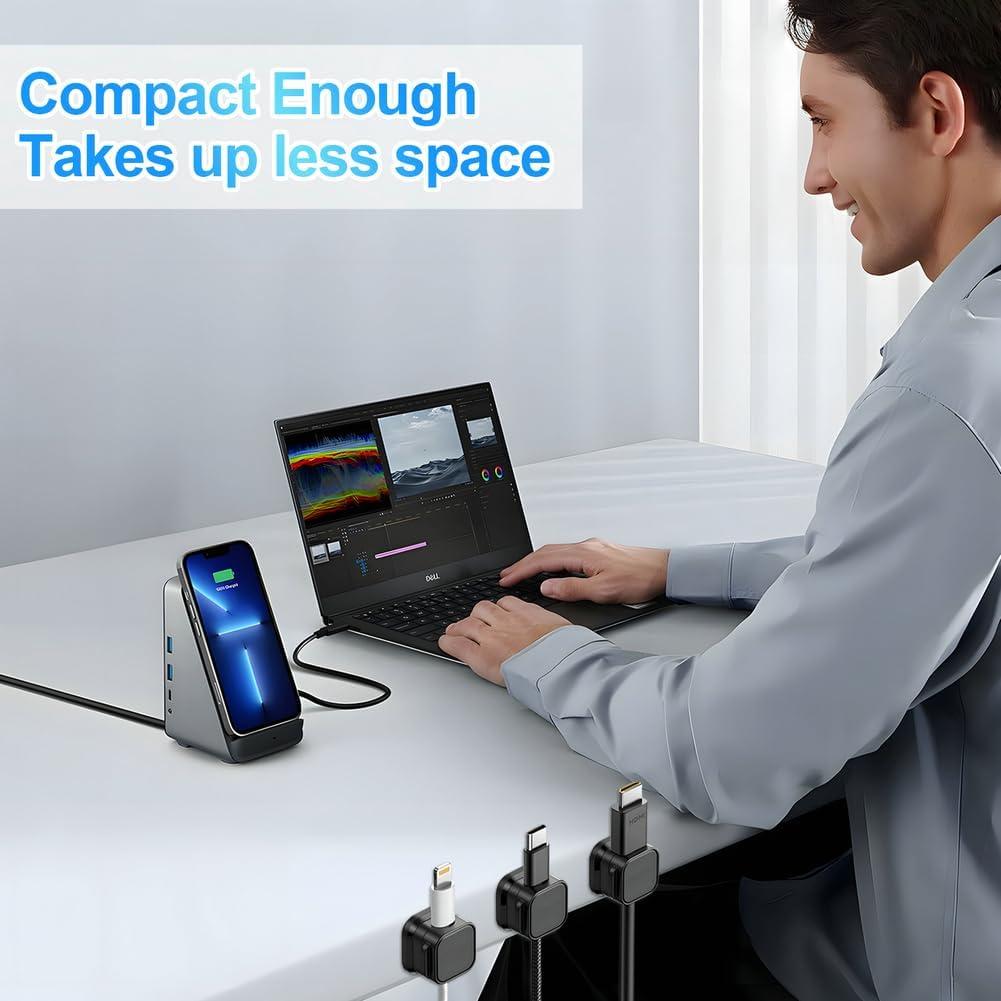 Paquete de 18 Clips Magnéticos para Organización de Cables - Negro